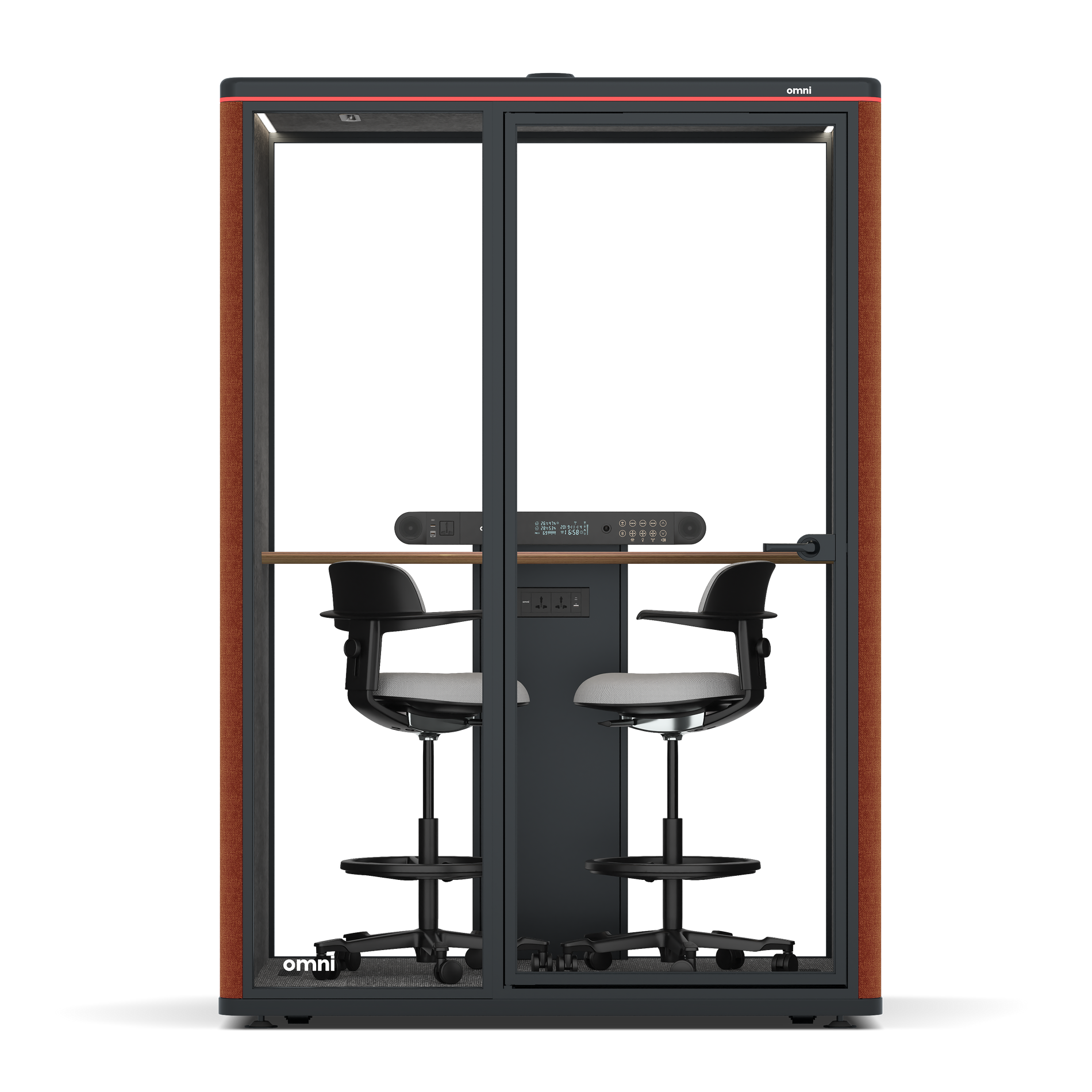 Omni TwoWorkstation + 2 stools / Bloody Orange / #615f5d