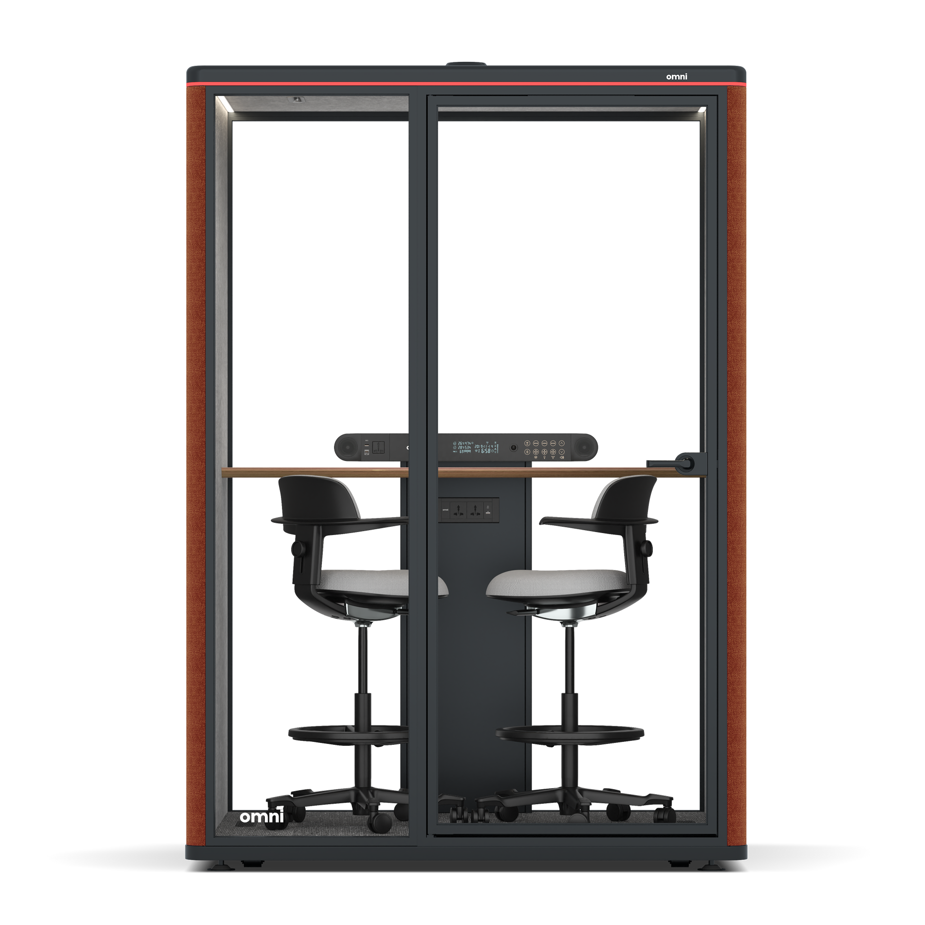 Omni TwoWorkstation + 2 stools / Bloody Orange / #a49f98