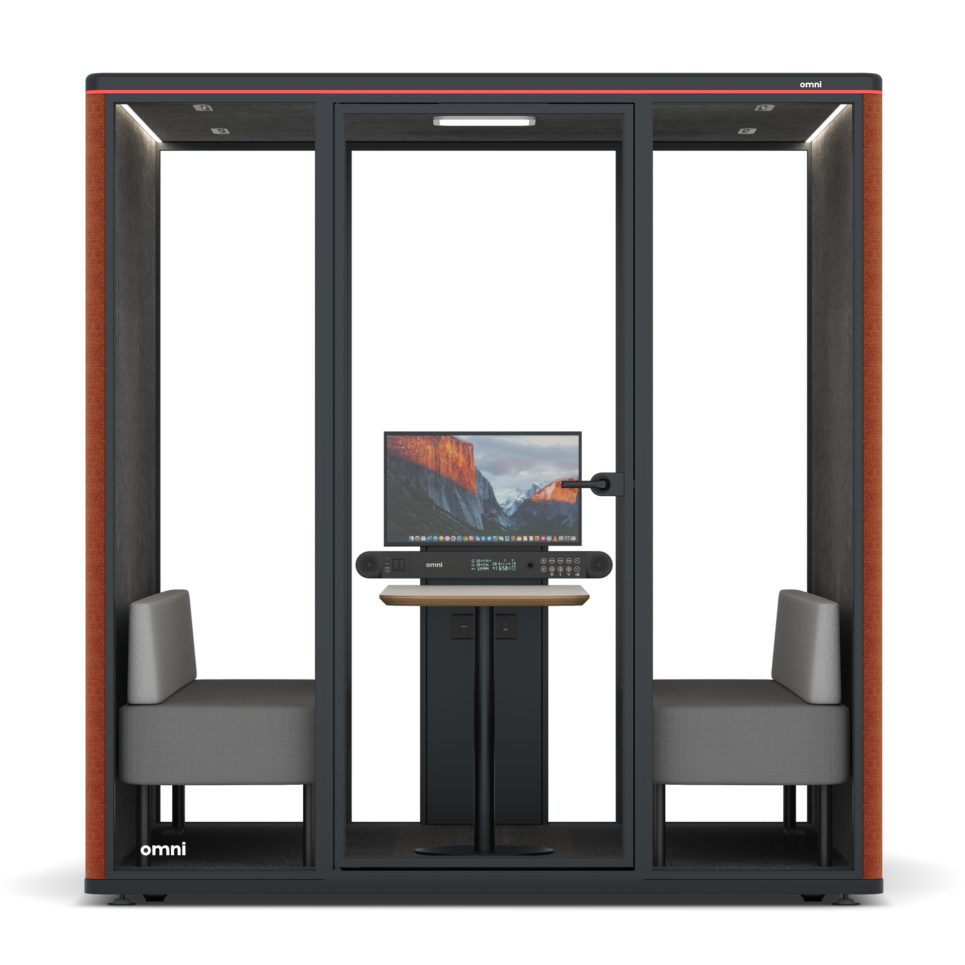 Omni SixSofa (+ Monitor Stand) / Bloody Orange / #615f5d