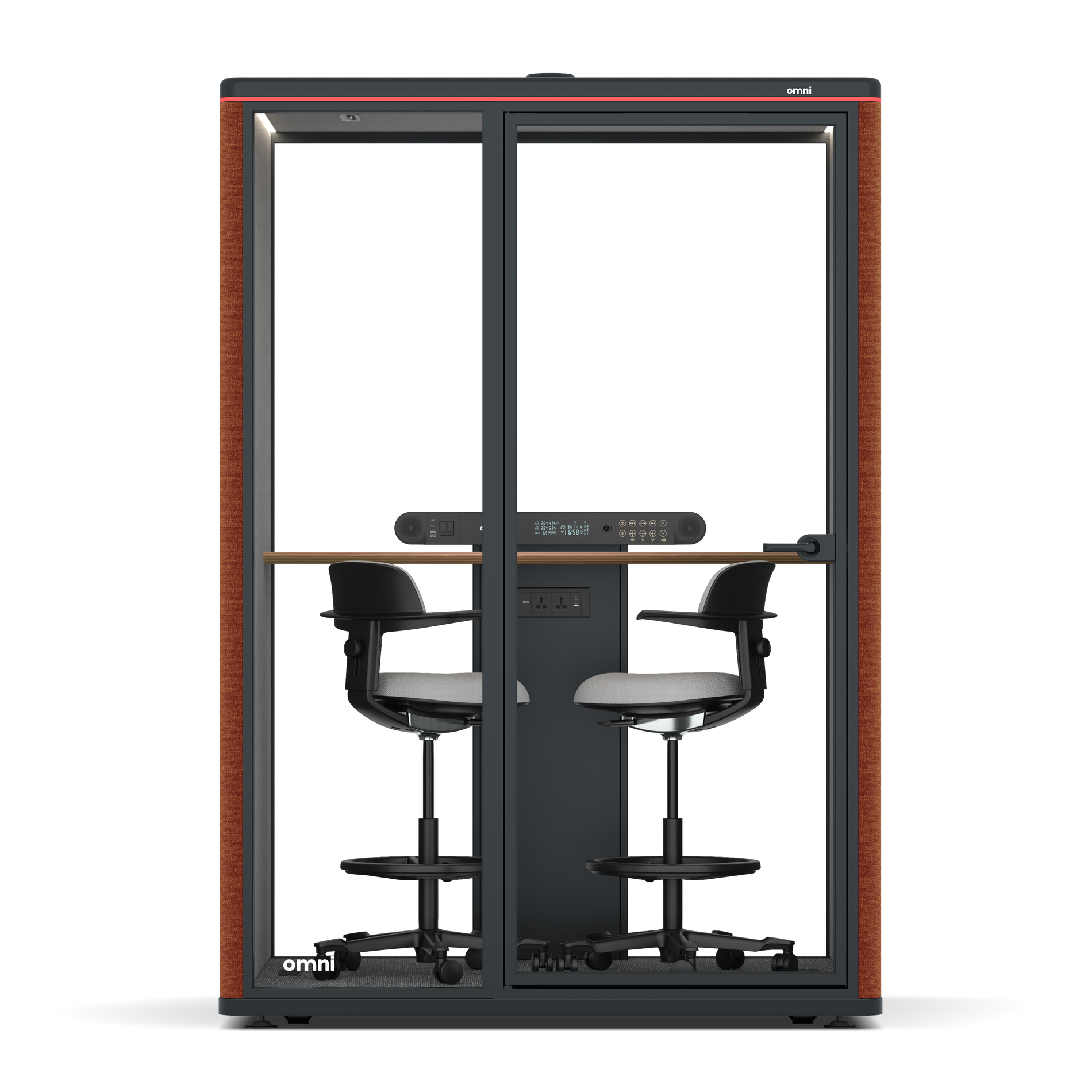 Omni TwoWorkstation + 2 stools / Bloody Orange / #6d6c69