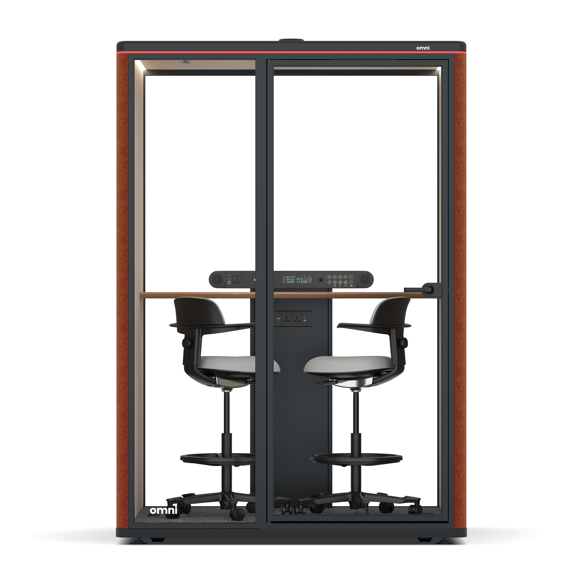 Omni TwoWorkstation + 2 stools / Bloody Orange / #a18e7e