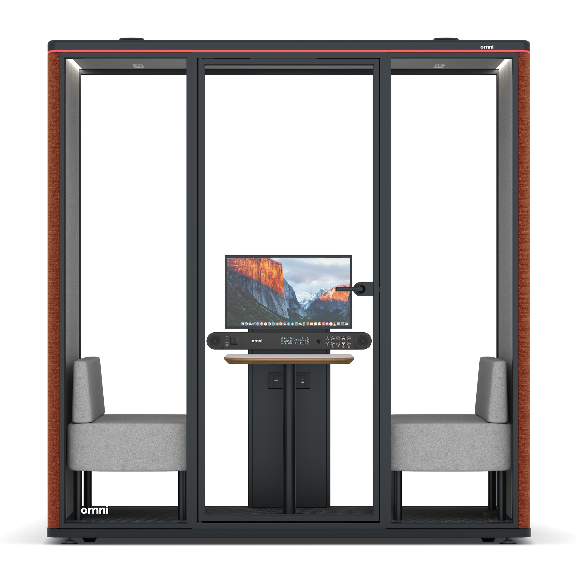 Omni DemiTable (+ Monitor Stand) / Bloody Orange / #6d6c69