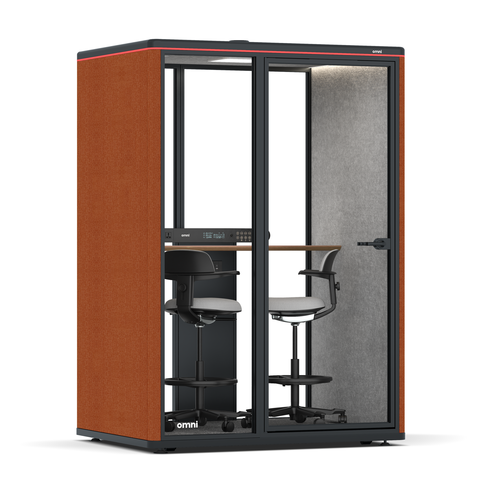 Omni TwoWorkstation + 2 stools / Bloody Orange / #a49f98
