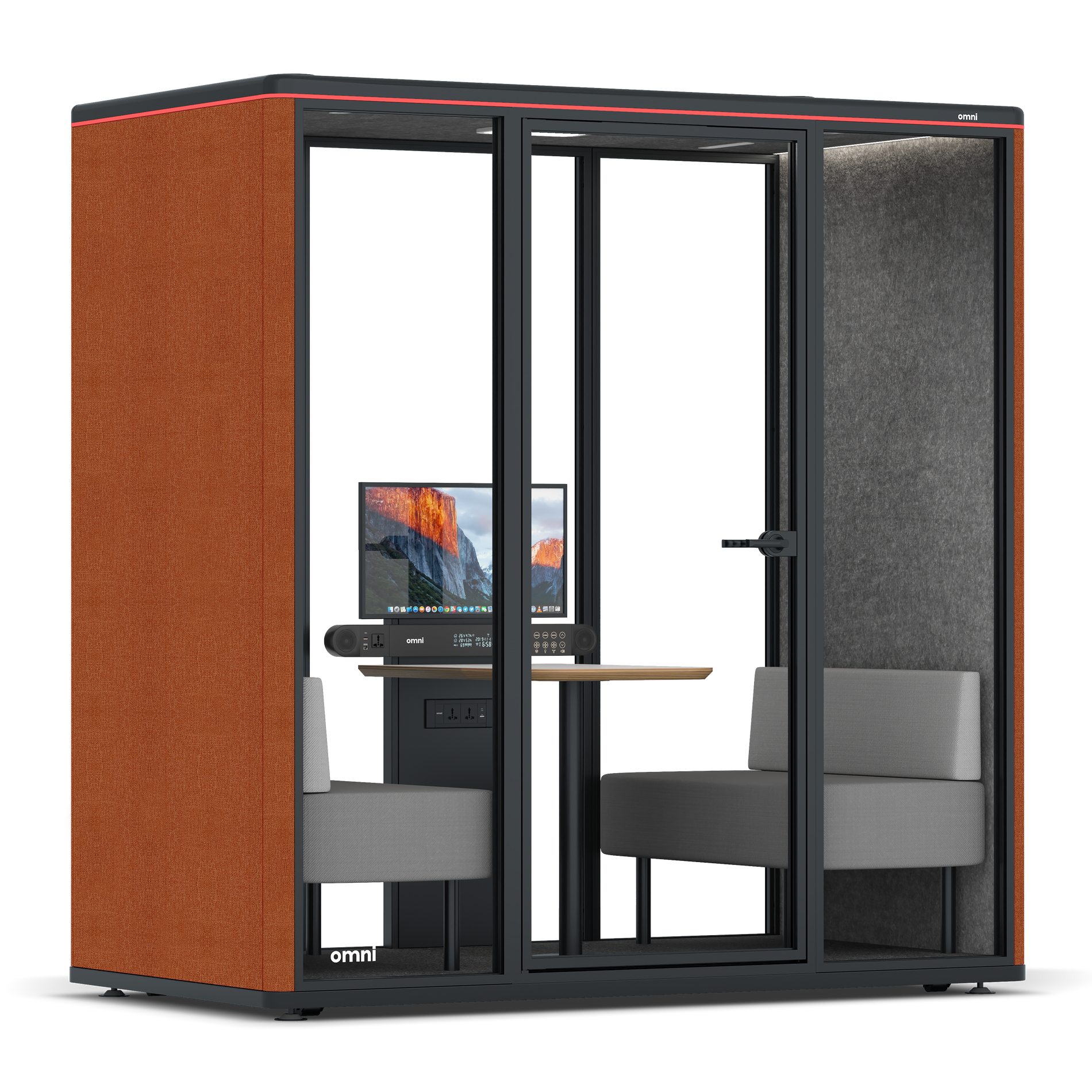 Omni DemiTable (+ Monitor Stand) / Bloody Orange / #615f5d