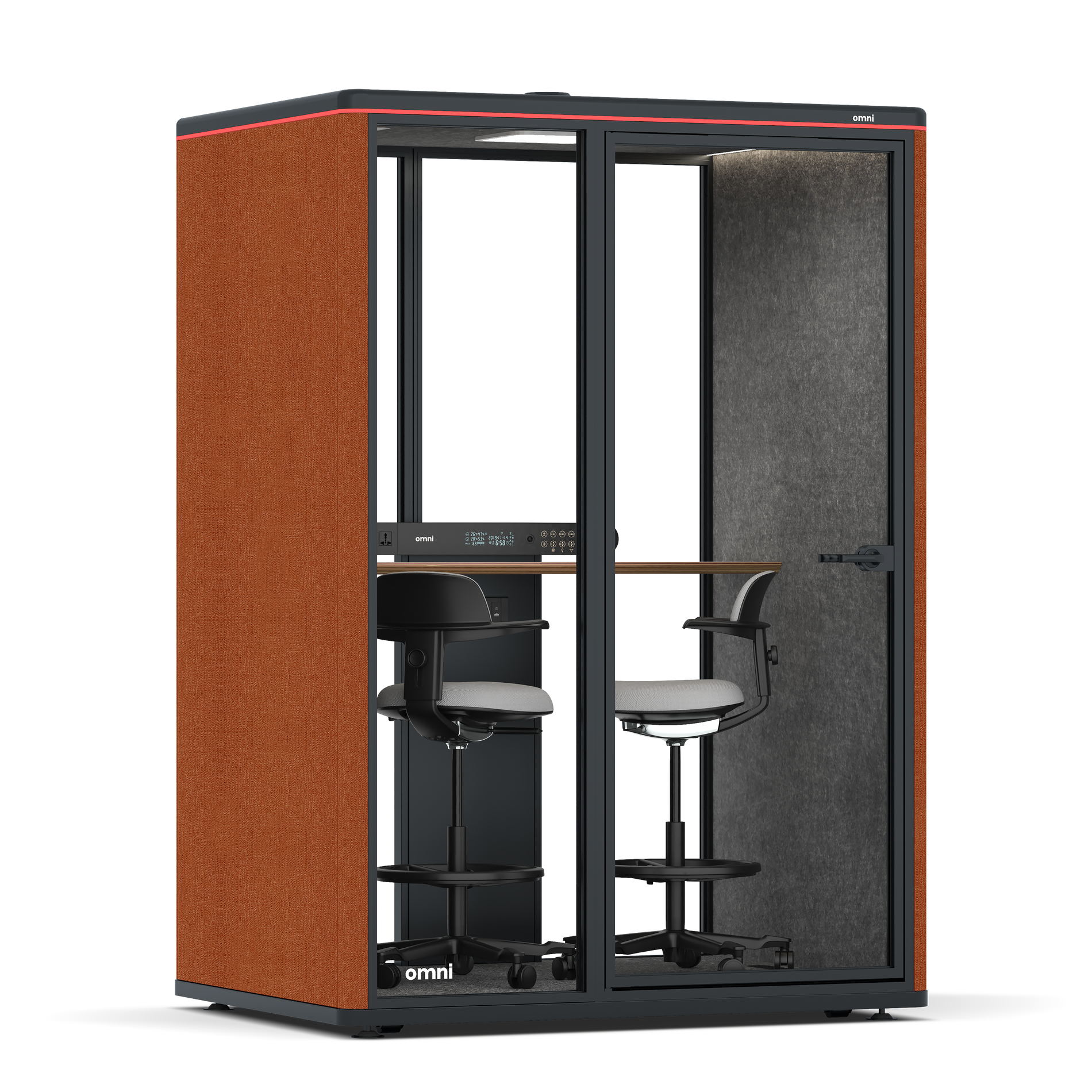 Omni TwoWorkstation + 2 stools / Bloody Orange / #615f5d