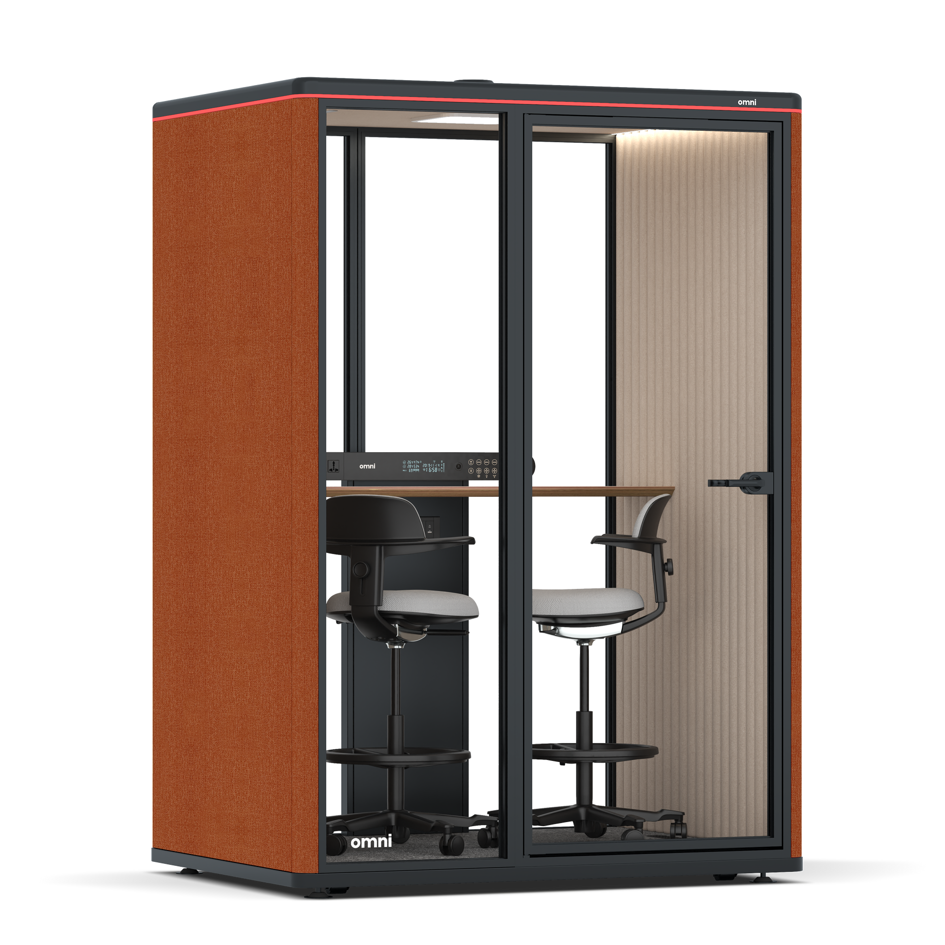 Omni TwoWorkstation + 2 stools / Bloody Orange / #a18e7e