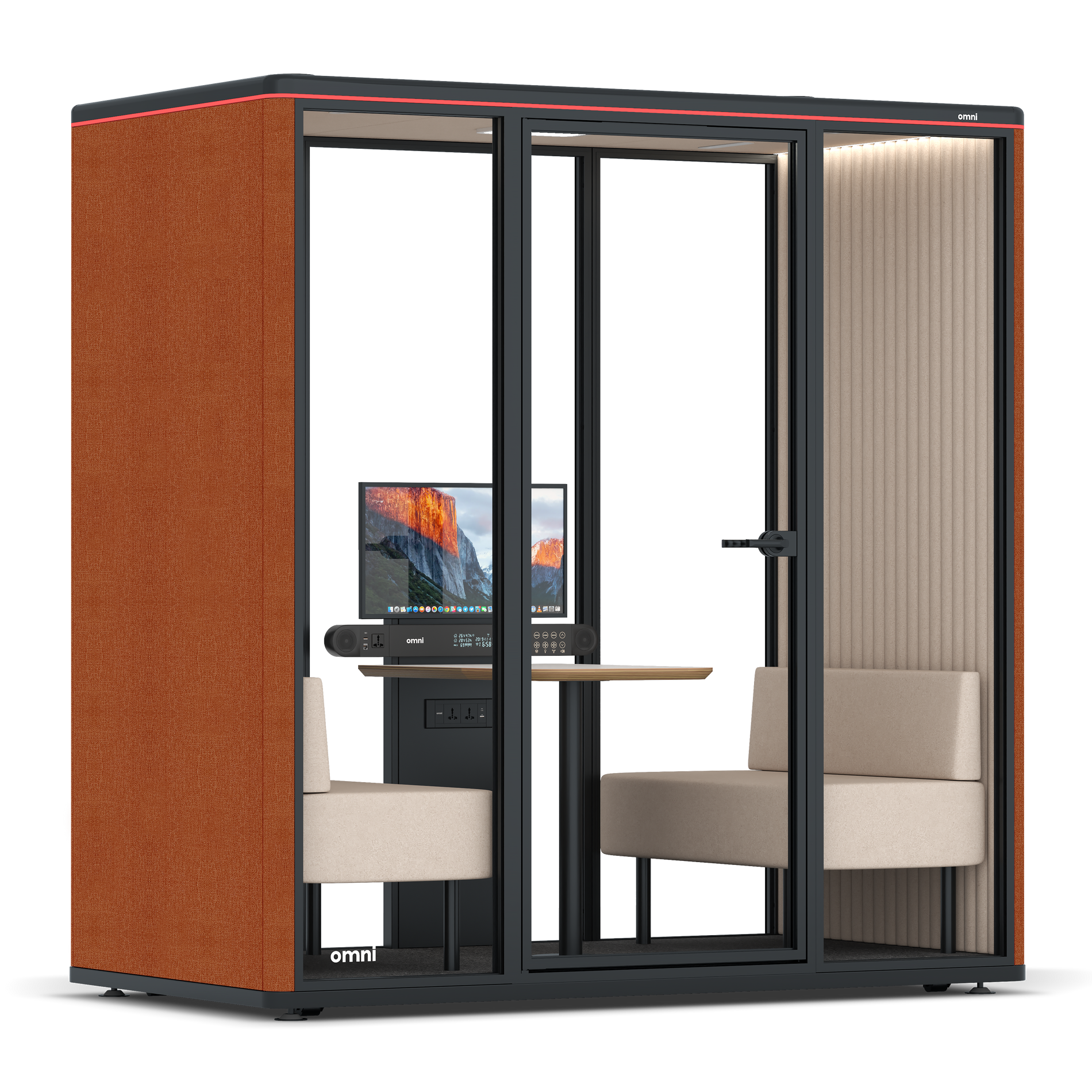 Omni DemiTable (+ Monitor Stand) / Bloody Orange / #a18e7e