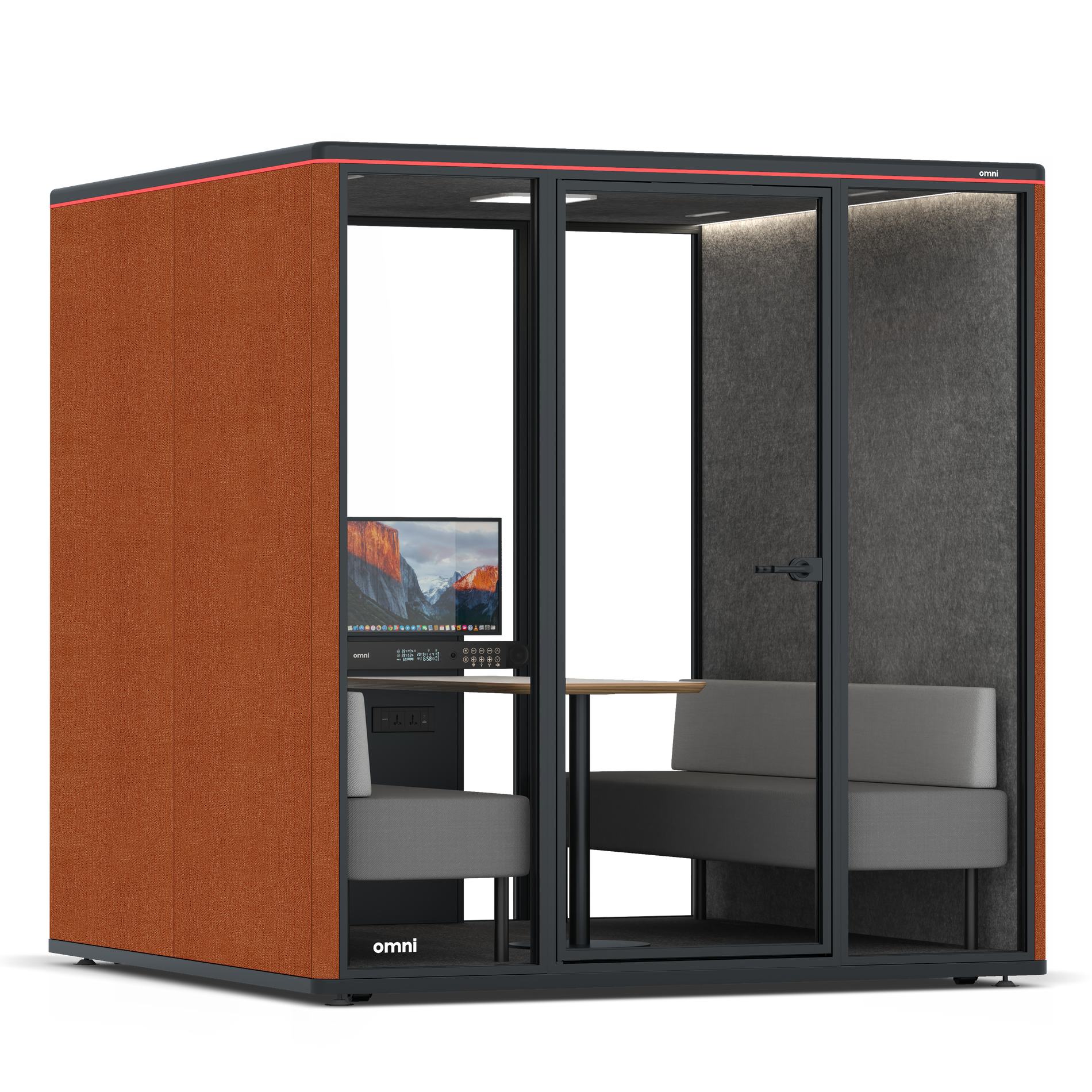 Omni SixSofa (+ Monitor Stand) / Bloody Orange / #615f5d