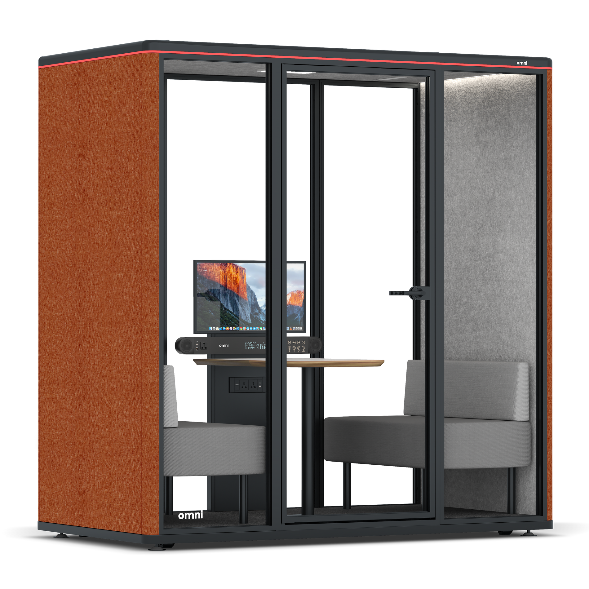 Omni DemiTable (+ Monitor Stand) / Bloody Orange / #a49f98