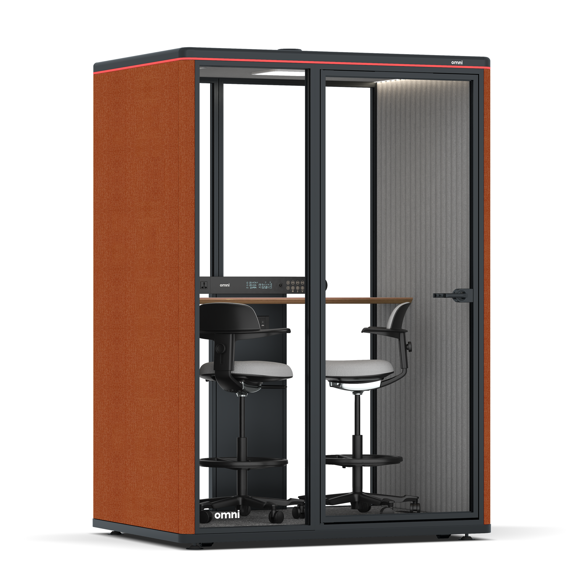 Omni TwoWorkstation + 2 stools / Bloody Orange / #6d6c69