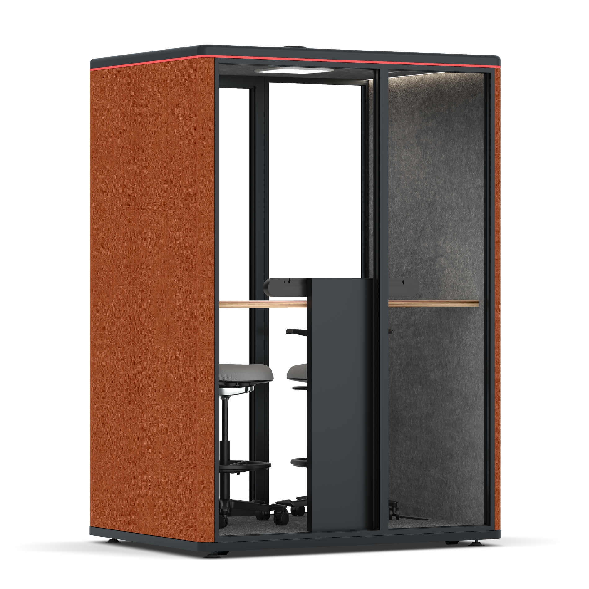 Omni TwoWorkstation + 2 stools / Bloody Orange / #615f5d