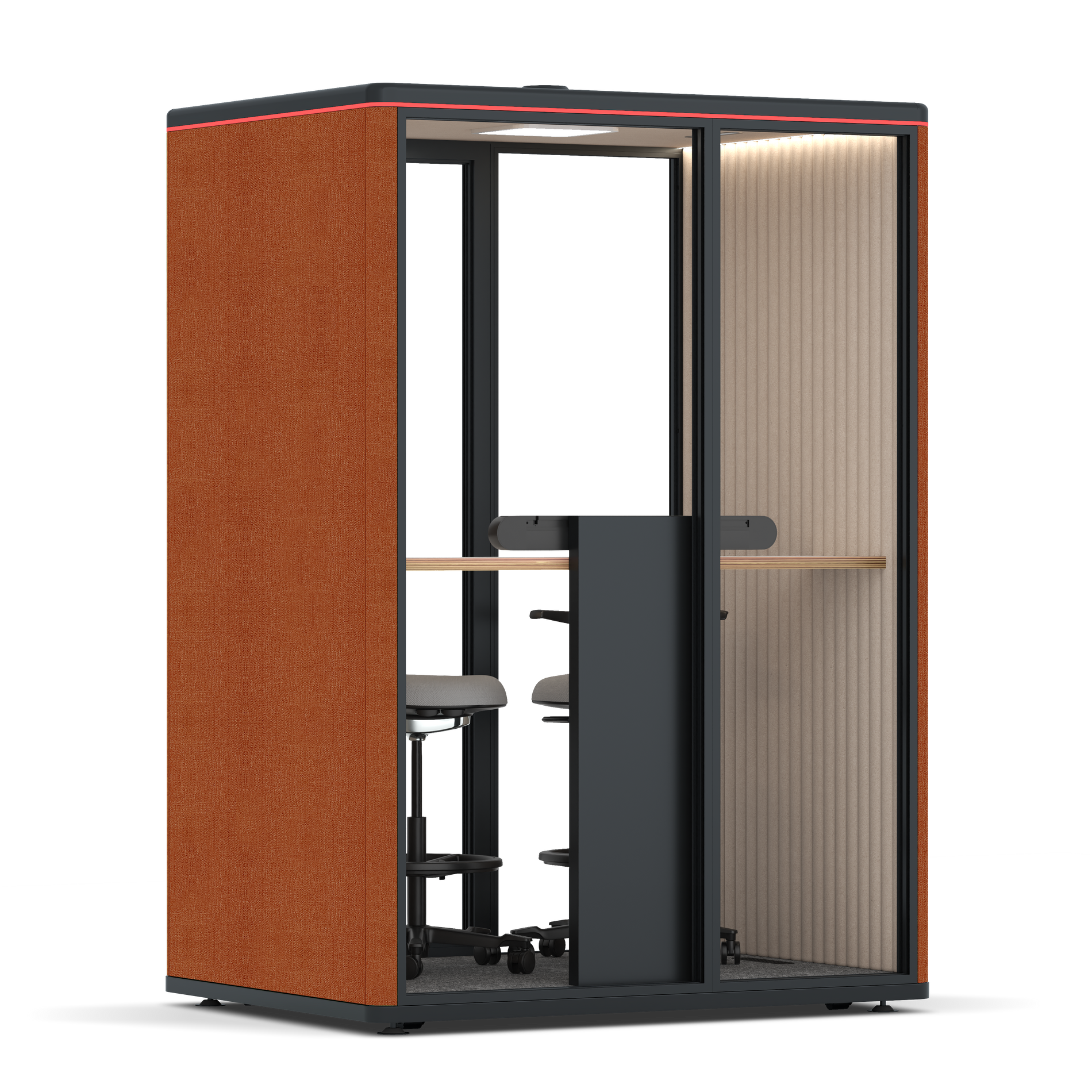 Omni TwoWorkstation + 2 stools / Bloody Orange / #a18e7e