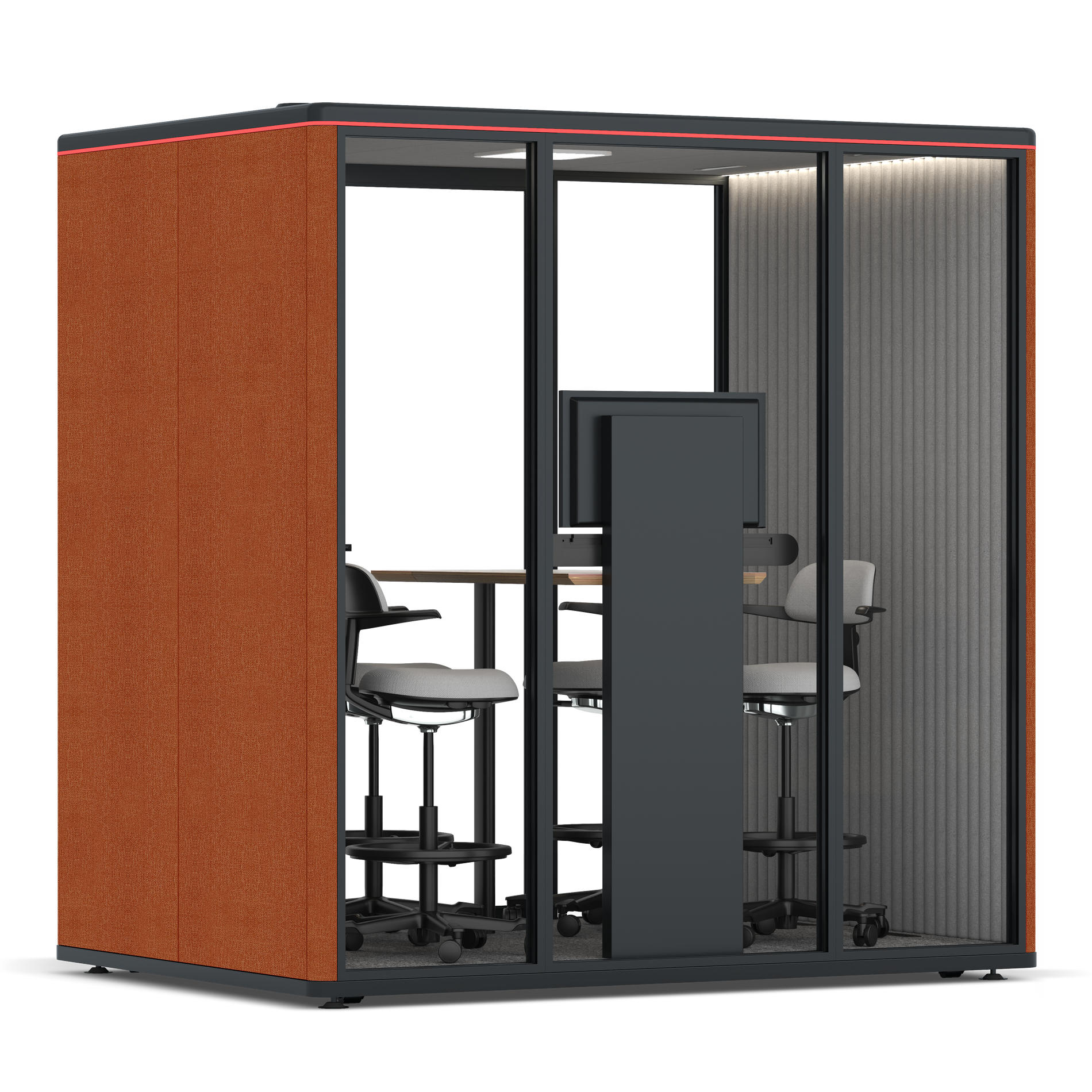 Omni FourCounter Meeting Table (+ Monitor Stand) / Bloody Orange / #6d6c69