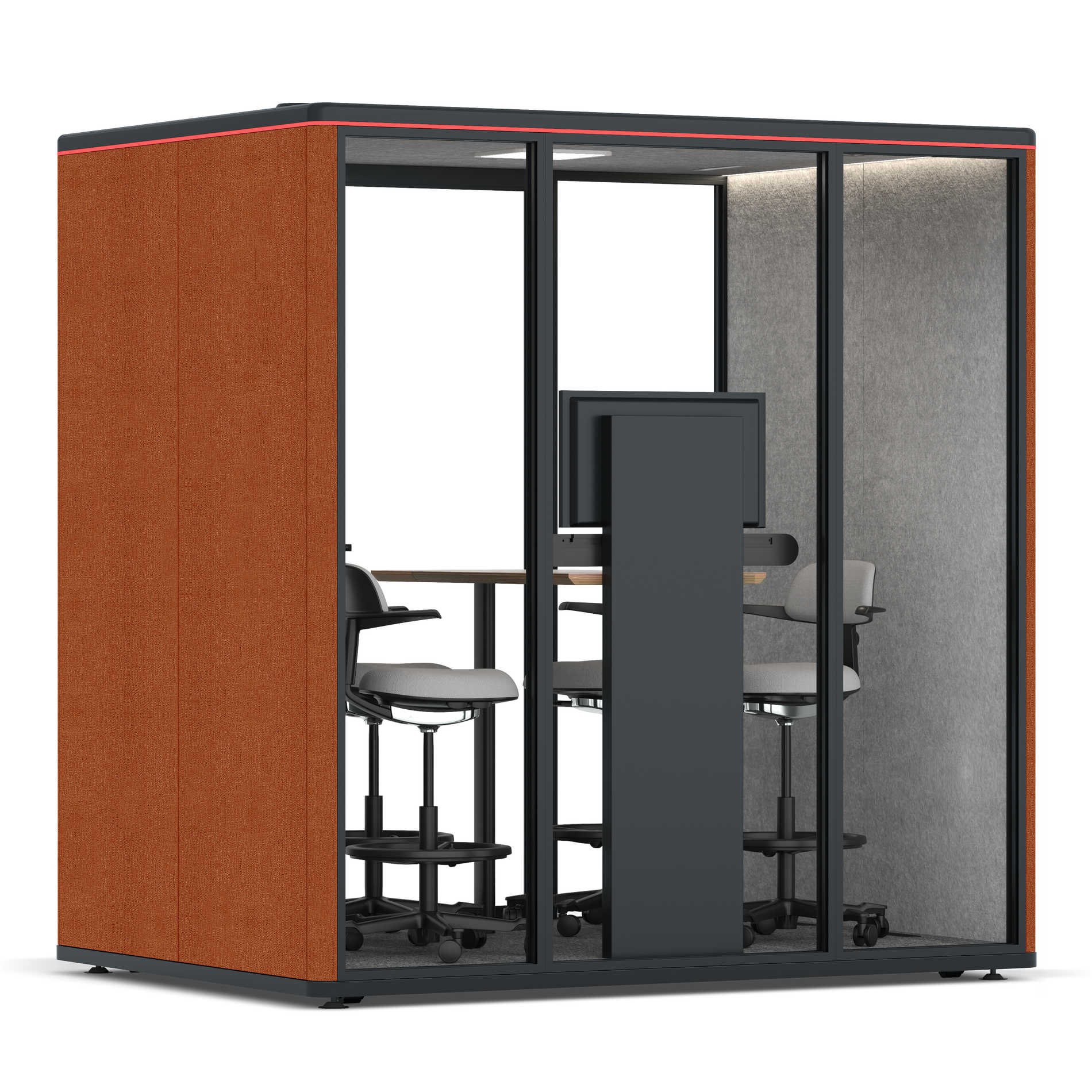 Omni FourCounter Meeting Table (+ Monitor Stand) / Bloody Orange / #a49f98