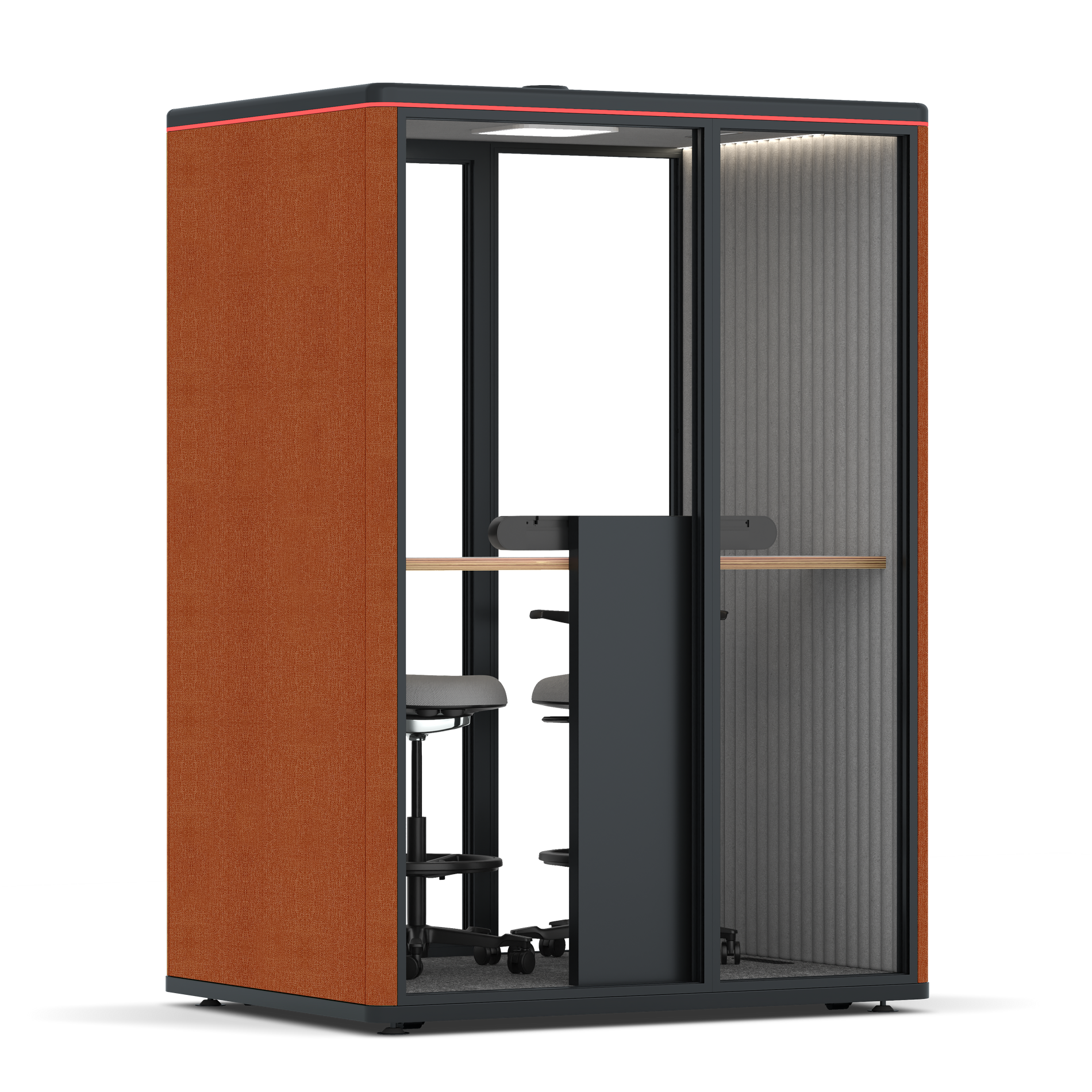 Omni TwoWorkstation + 2 stools / Bloody Orange / #6d6c69