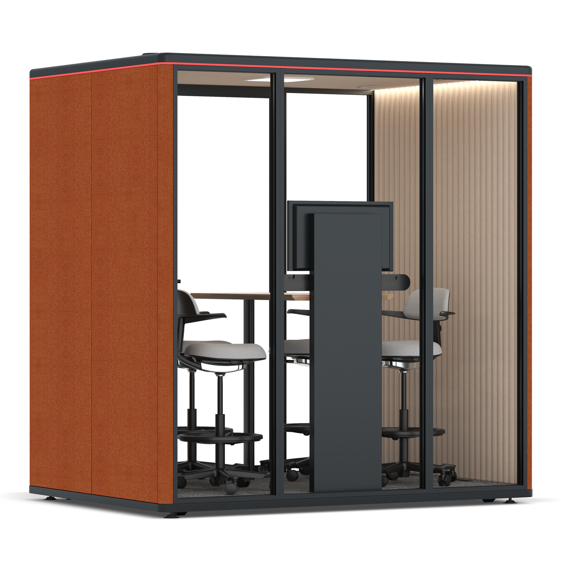 Omni FourCounter Meeting Table (+ Monitor Stand) / Bloody Orange / #a18e7e