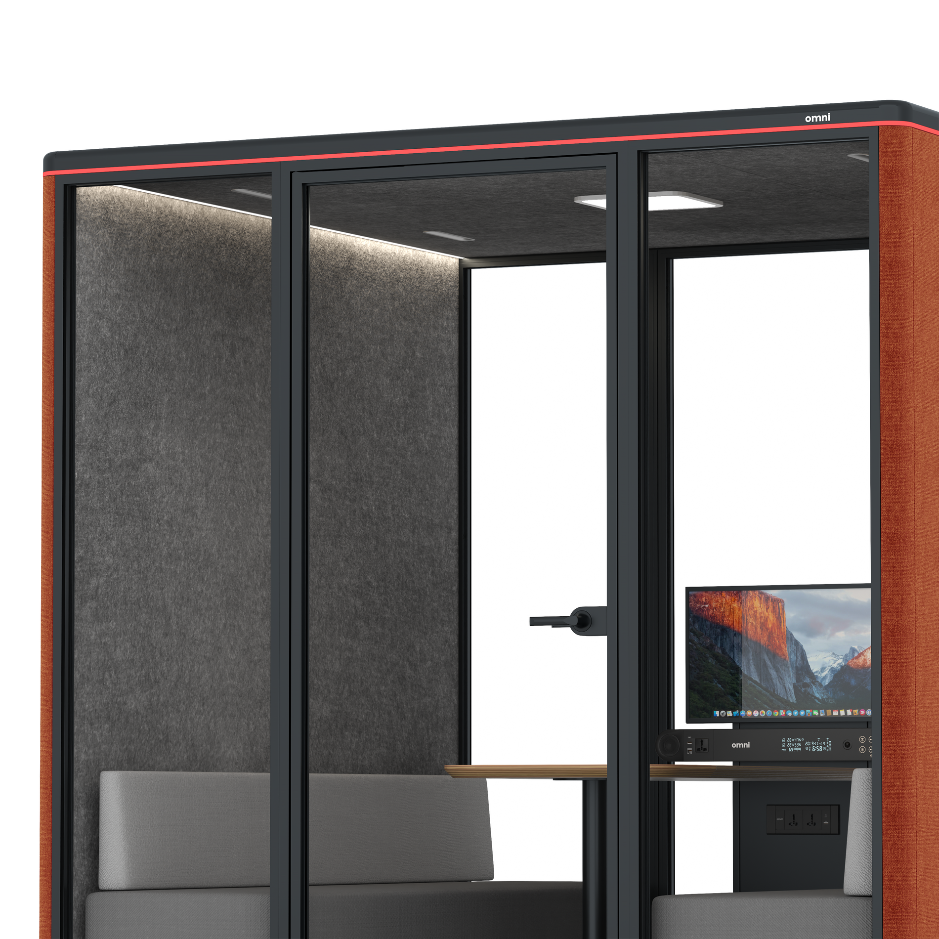 Omni SixSofa (+ Monitor Stand) / Bloody Orange / #615f5d