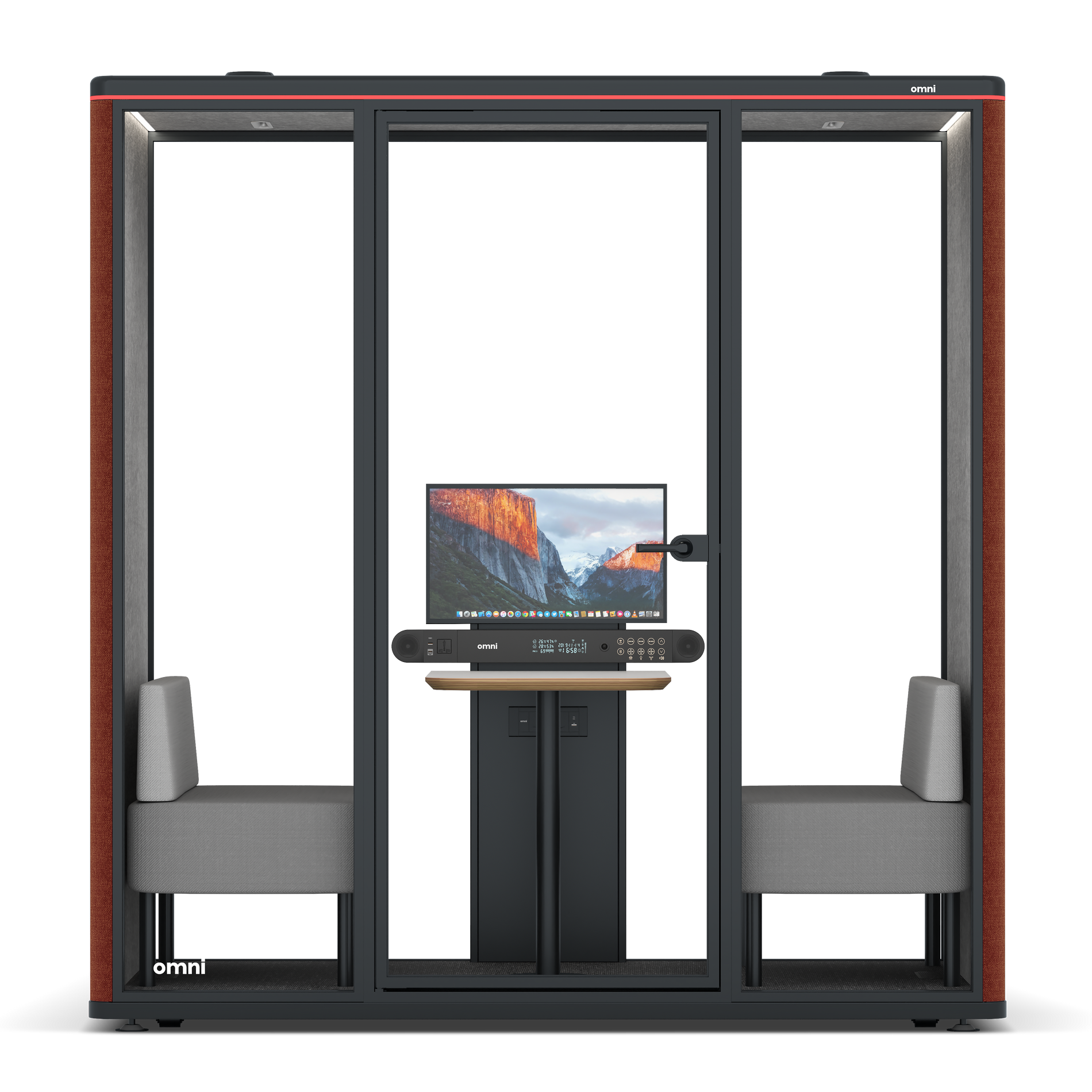 Omni DemiTable (+ Monitor Stand) / Gabriel Medley Deep Rouge / #a49f98