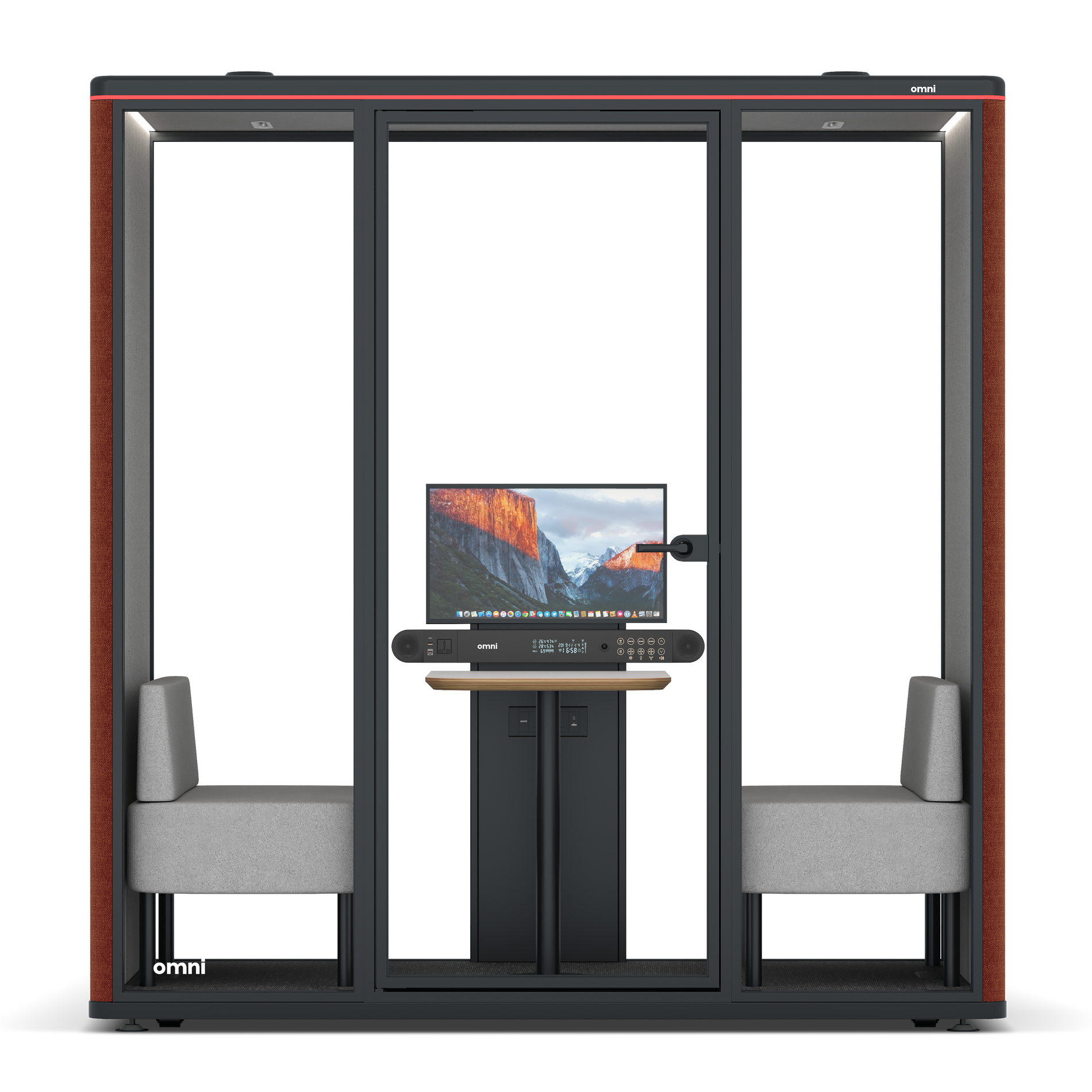 Omni DemiTable (+ Monitor Stand) / Gabriel Medley Deep Rouge / #6d6c69