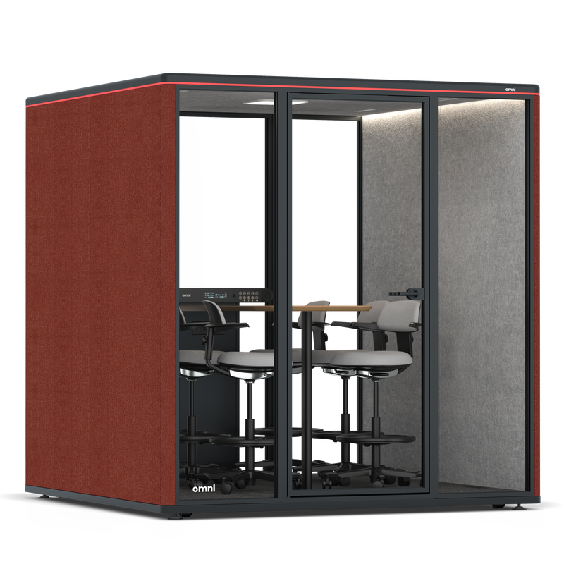 Omni SixCounter Meeting Table / Gabriel Medley Deep Rouge / Light Grey Pet Board