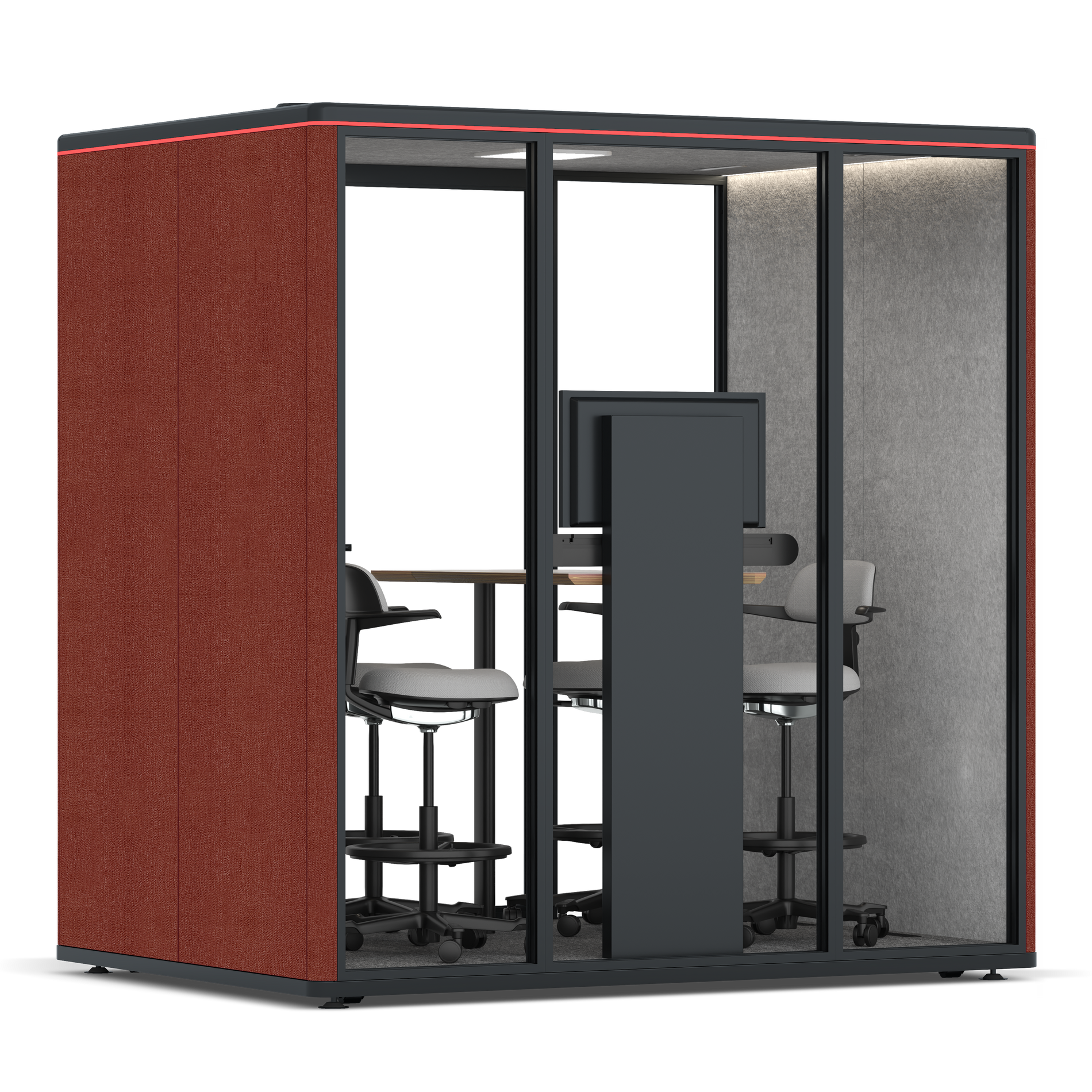 Omni FourCounter Meeting Table (+ Monitor Stand) / Gabriel Medley Deep Rouge / #a49f98