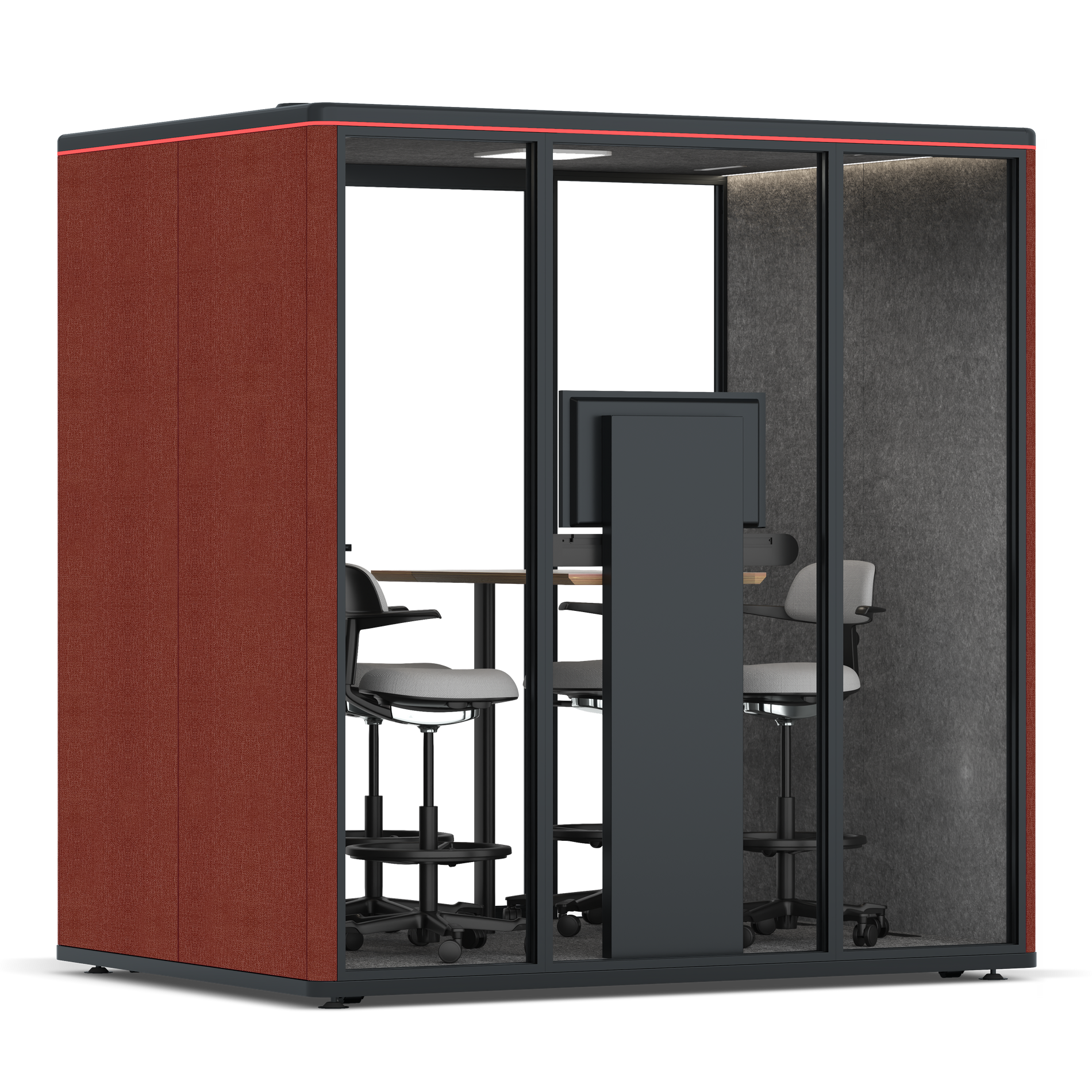 Omni FourCounter Meeting Table (+ Monitor Stand) / Gabriel Medley Deep Rouge / #615f5d