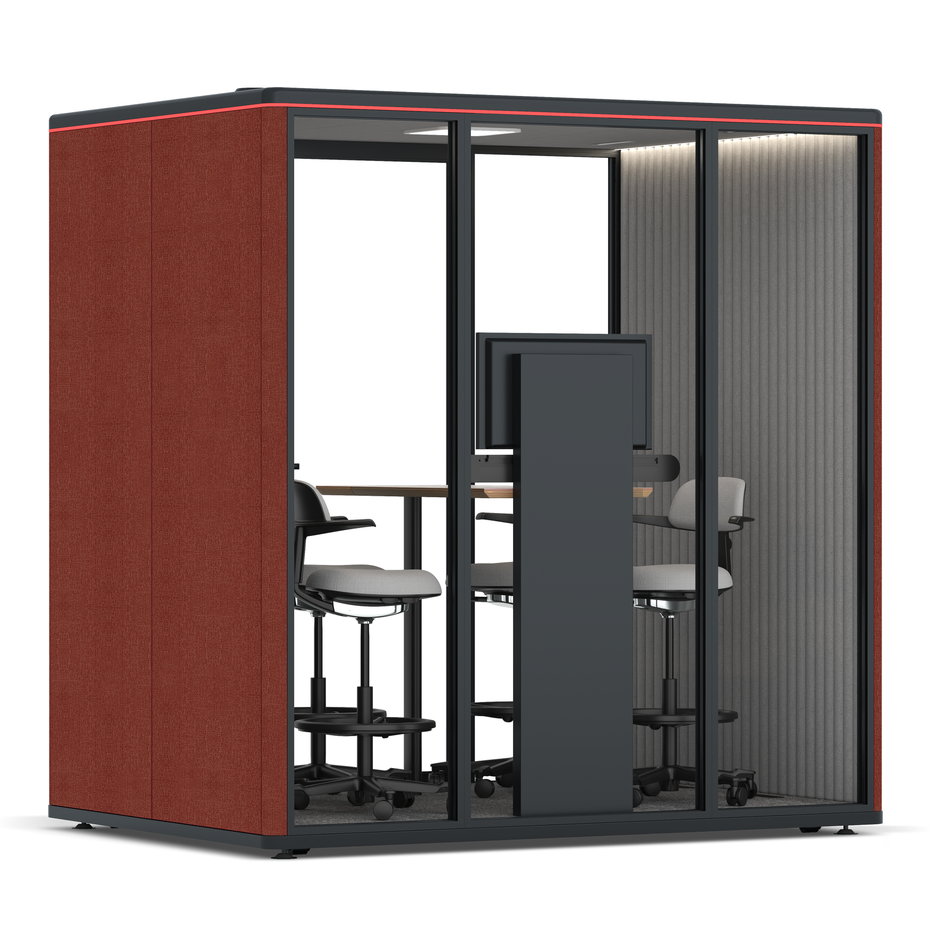 Omni FourCounter Meeting Table (+ Monitor Stand) / Gabriel Medley Deep Rouge / #6d6c69