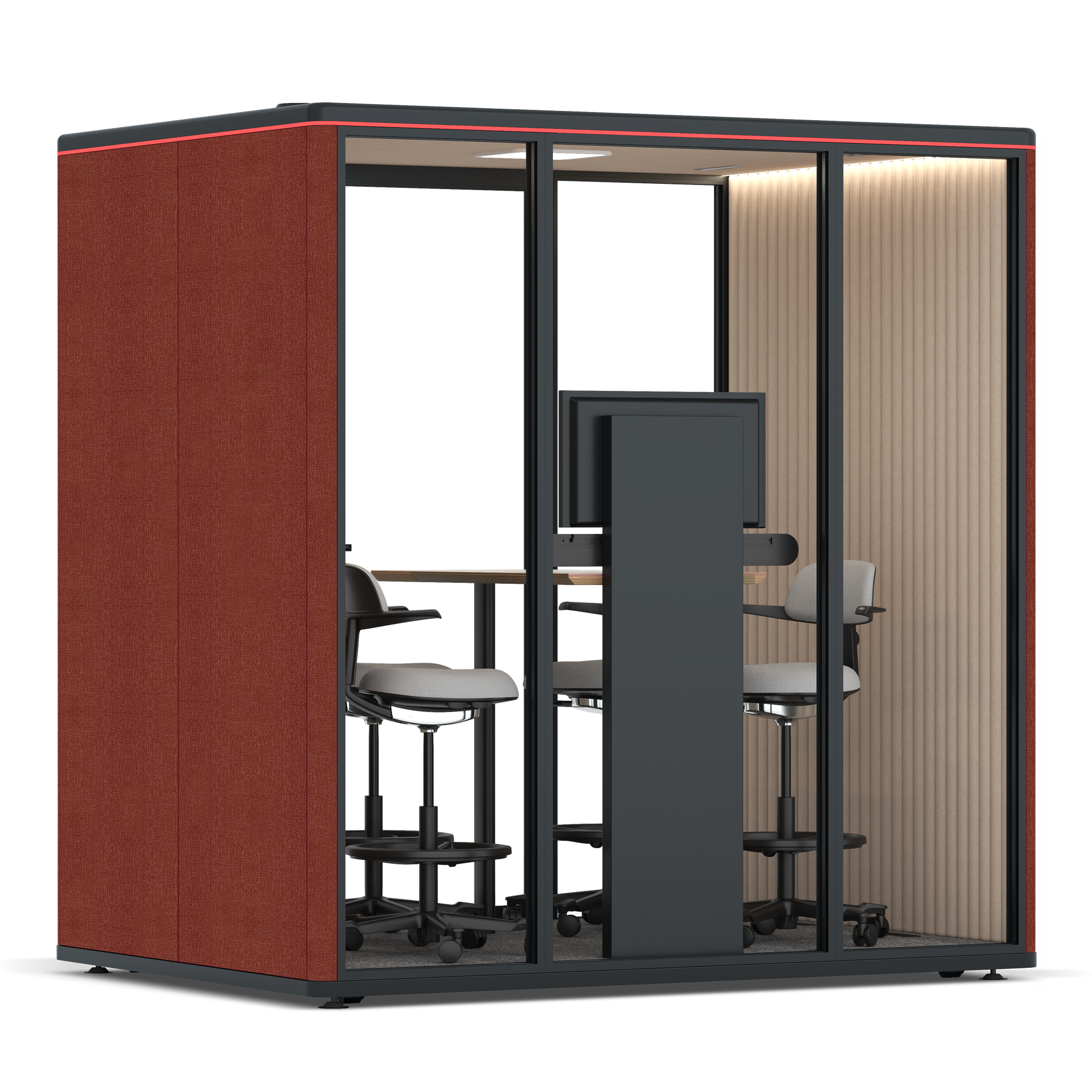 Omni FourCounter Meeting Table (+ Monitor Stand) / Gabriel Medley Deep Rouge / #a18e7e