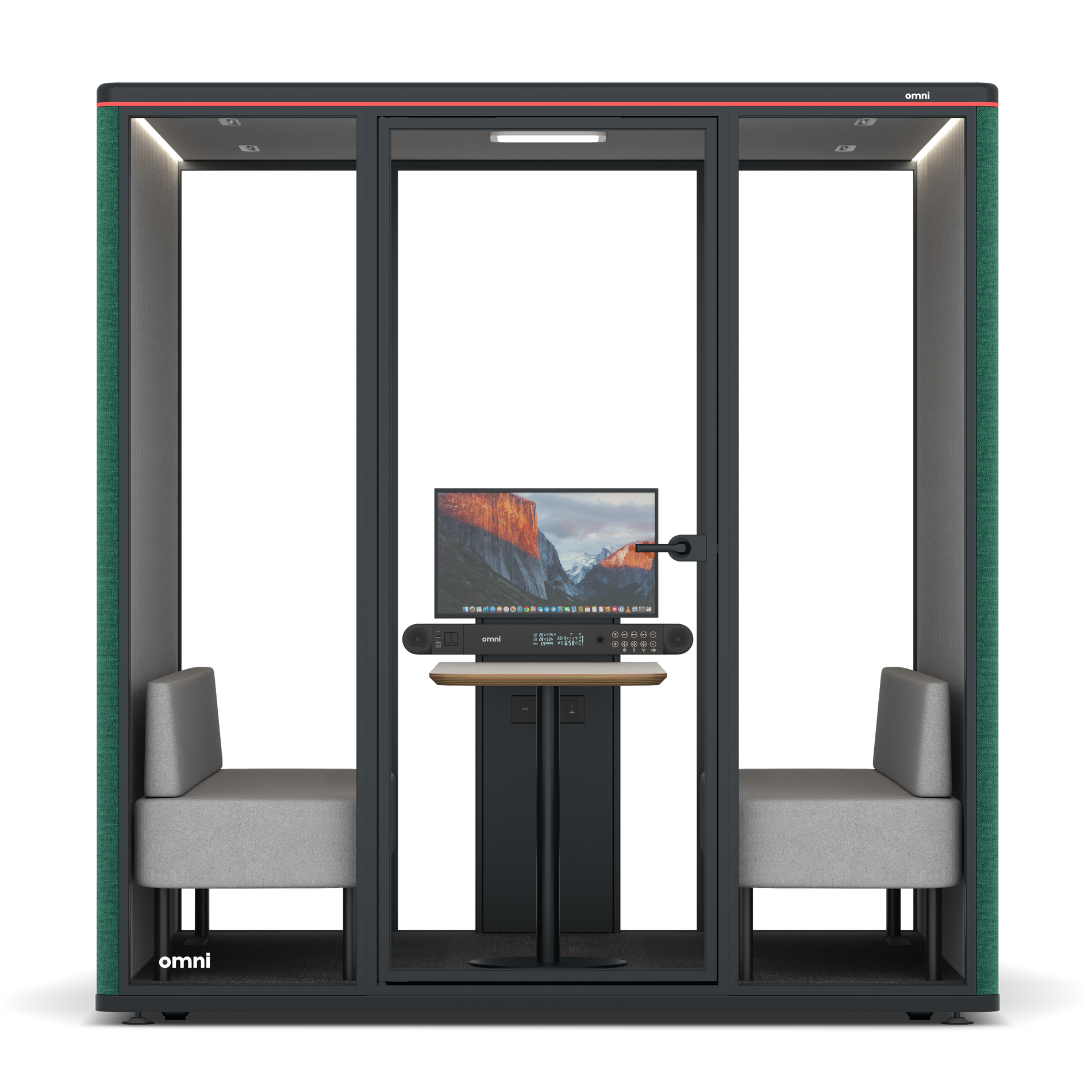 Omni SixSofa (+ Monitor Stand) / Gabriel Medley Forest Green / #6d6c69
