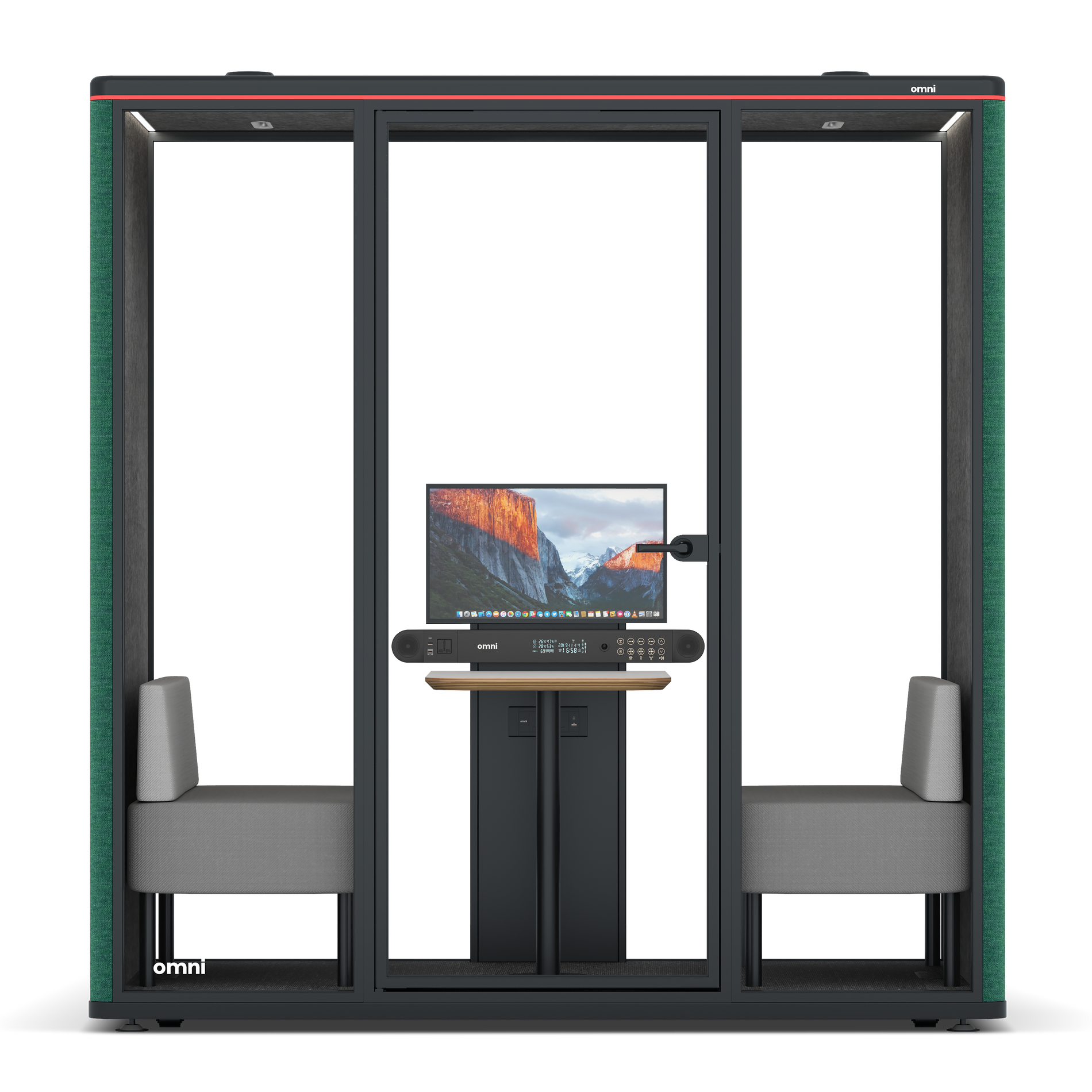 Omni DemiTable (+ Monitor Stand) / Gabriel Medley Forest Green / #615f5d