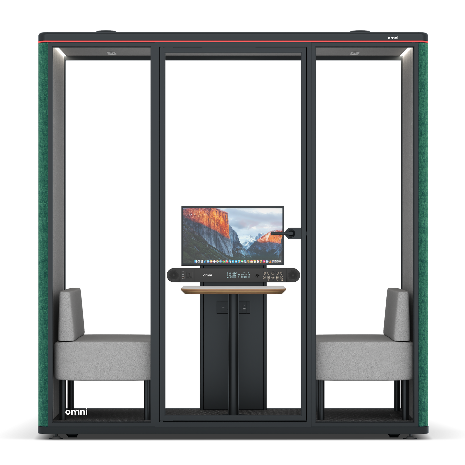 Omni DemiTable (+ Monitor Stand) / Gabriel Medley Forest Green / #6d6c69