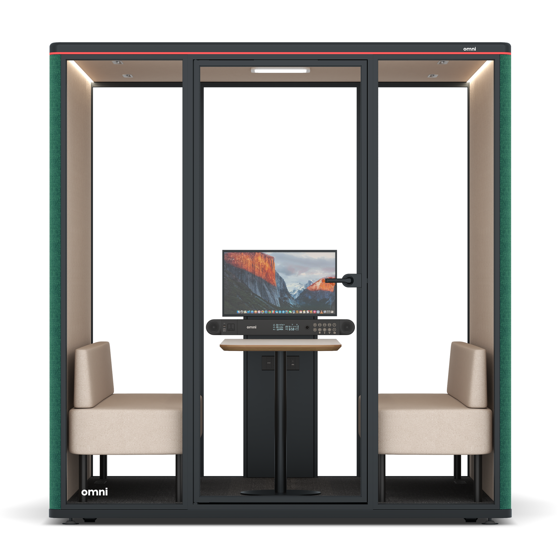 Omni SixSofa (+ Monitor Stand) / Gabriel Medley Forest Green / #a18e7e