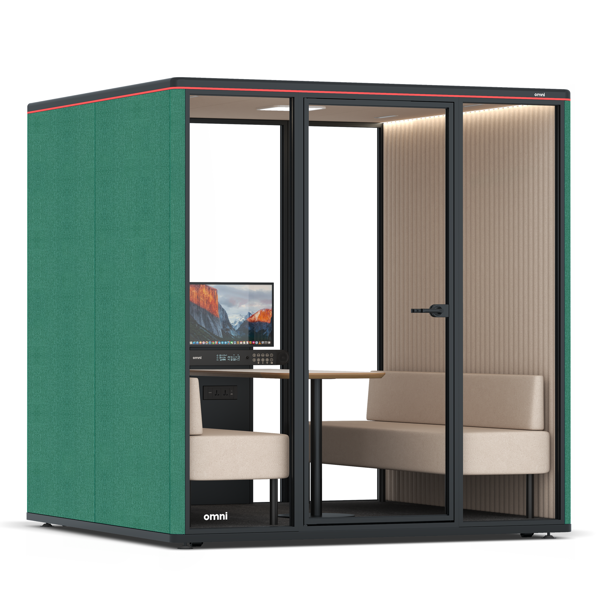 Omni SixSofa (+ Monitor Stand) / Gabriel Medley Forest Green / #a18e7e