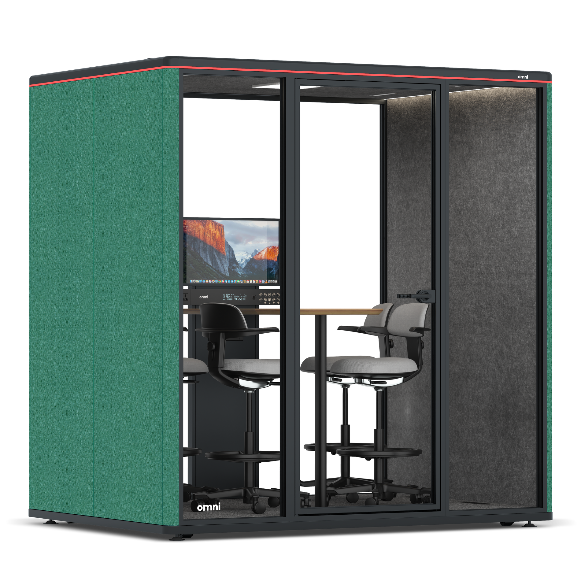 Omni FourCounter Meeting Table (+ Monitor Stand) / Gabriel Medley Forest Green / #615f5d