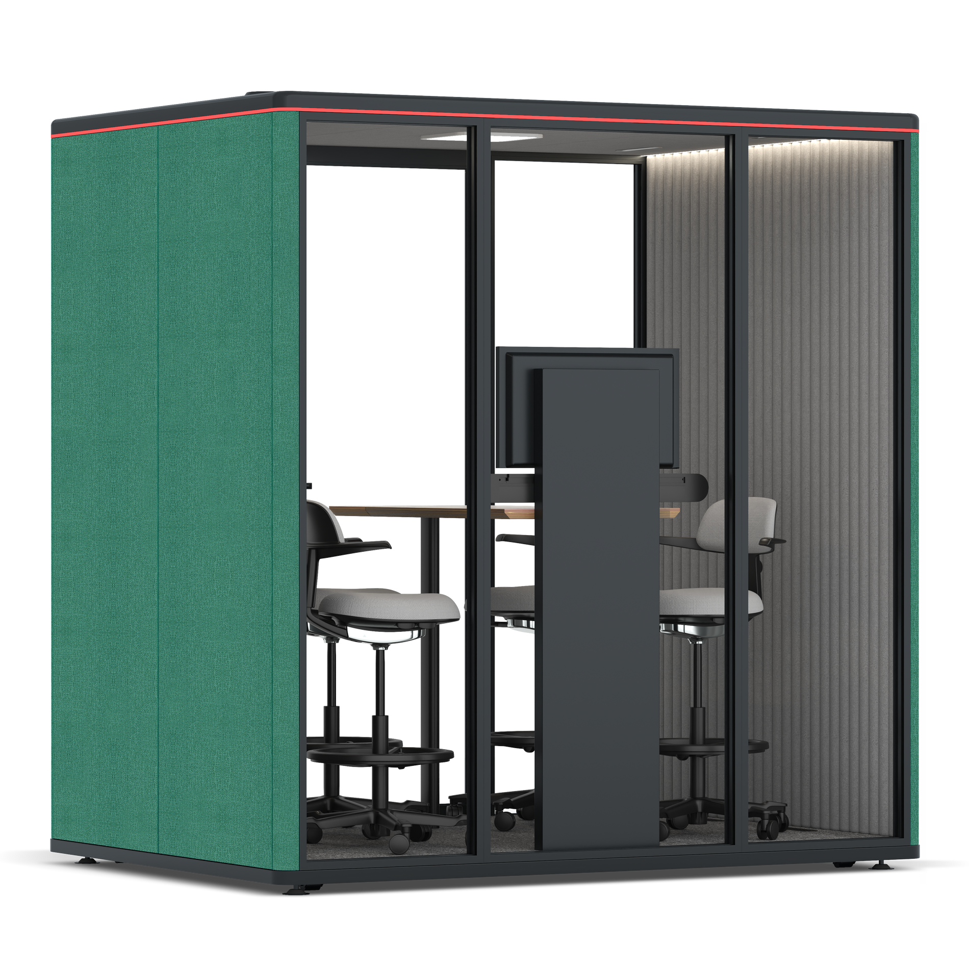 Omni FourCounter Meeting Table (+ Monitor Stand) / Gabriel Medley Forest Green / #6d6c69