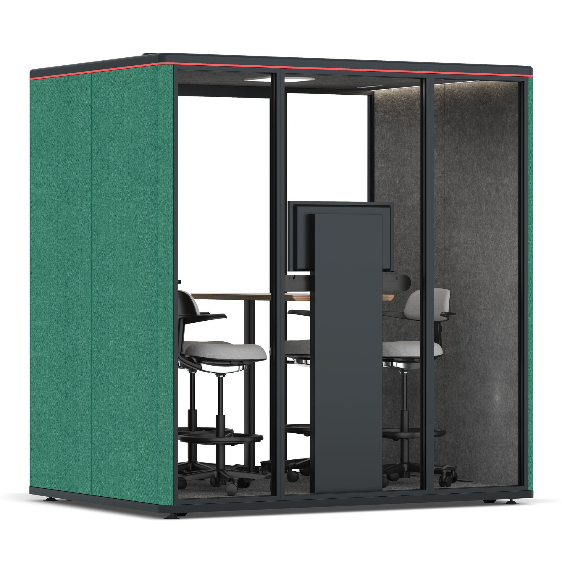 Omni FourCounter Meeting Table (+ Monitor Stand) / Gabriel Medley Forest Green / #615f5d