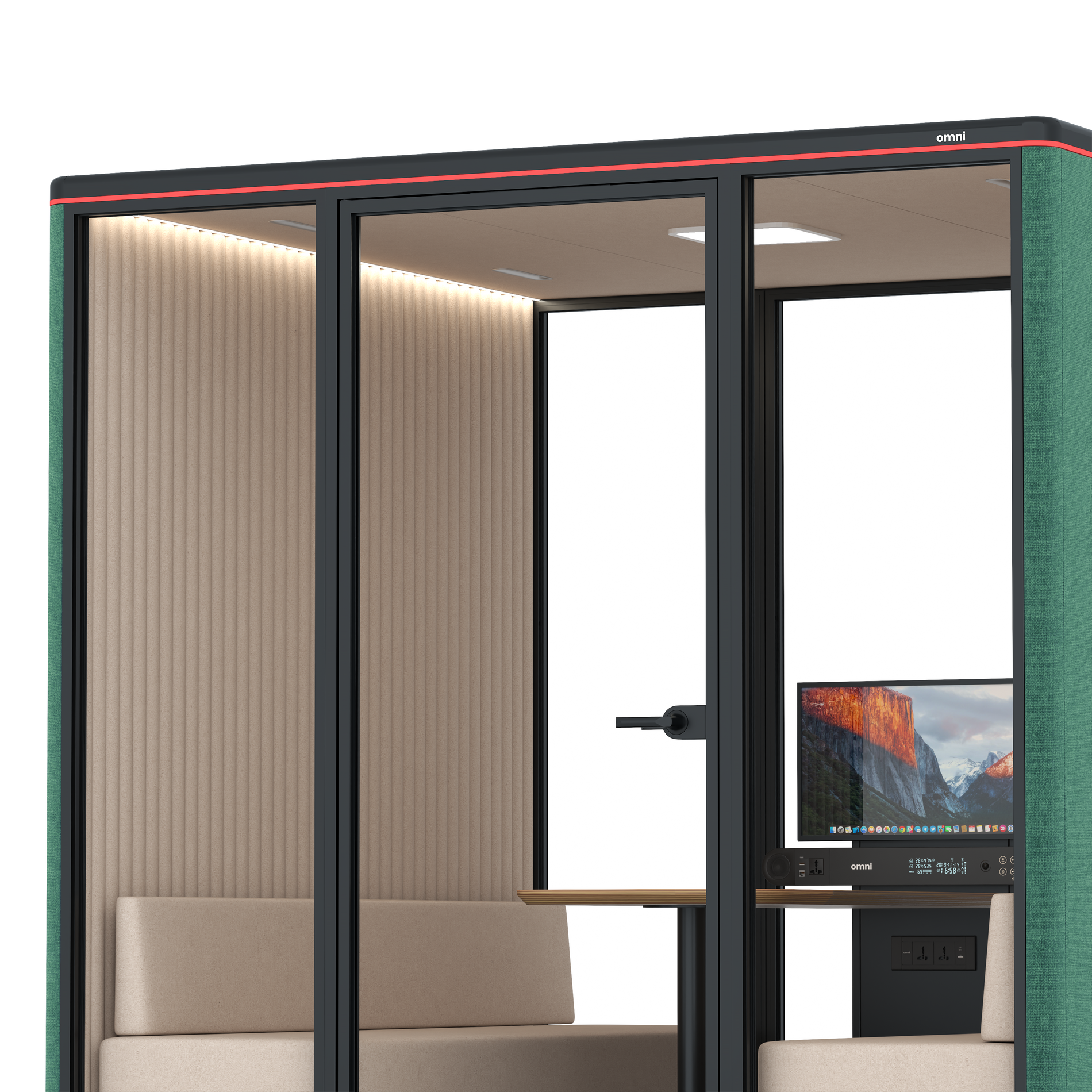 Omni SixSofa (+ Monitor Stand) / Gabriel Medley Forest Green / #a18e7e