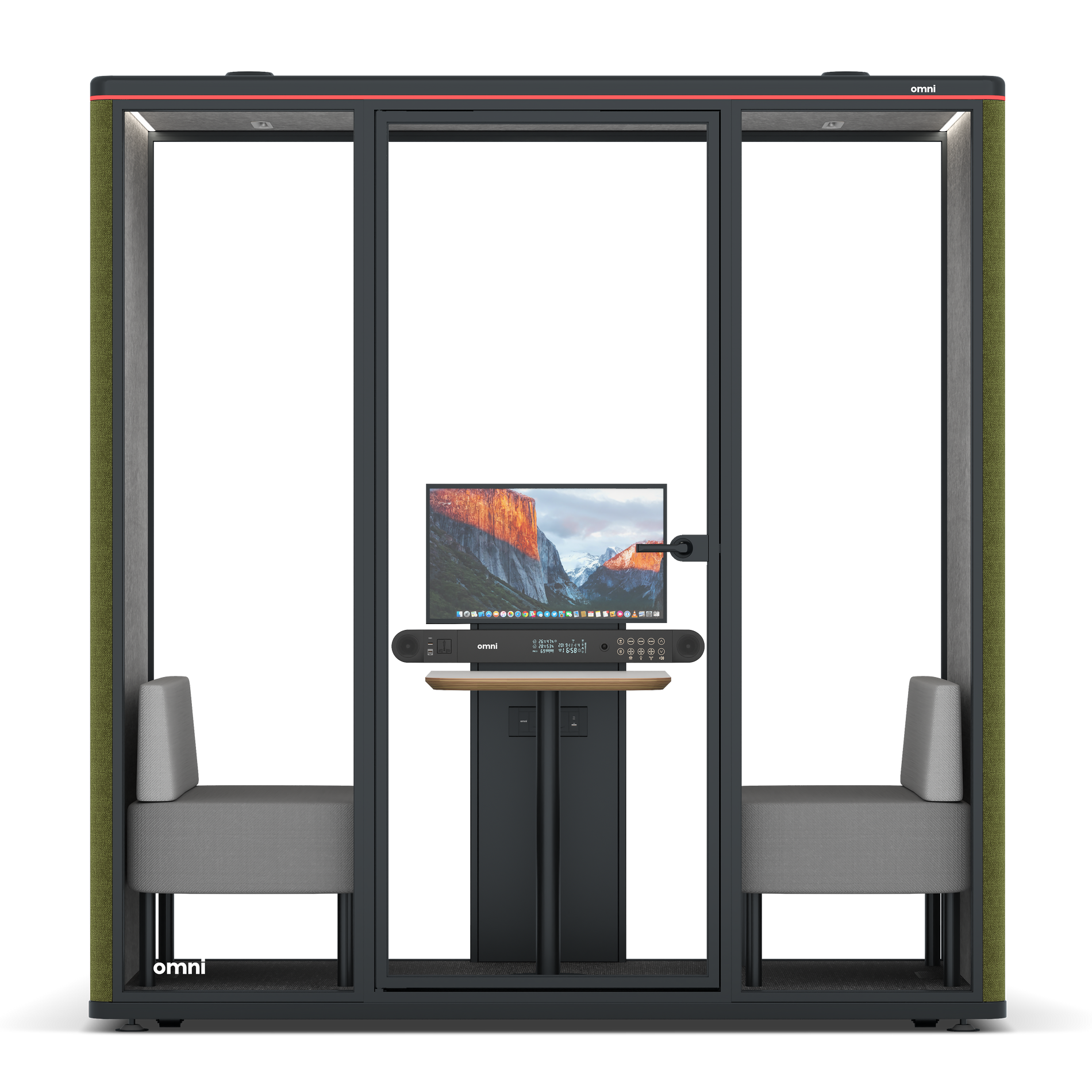 Omni DemiTable (+ Monitor Stand) / Gabriel Medley Forest Green / #a49f98
