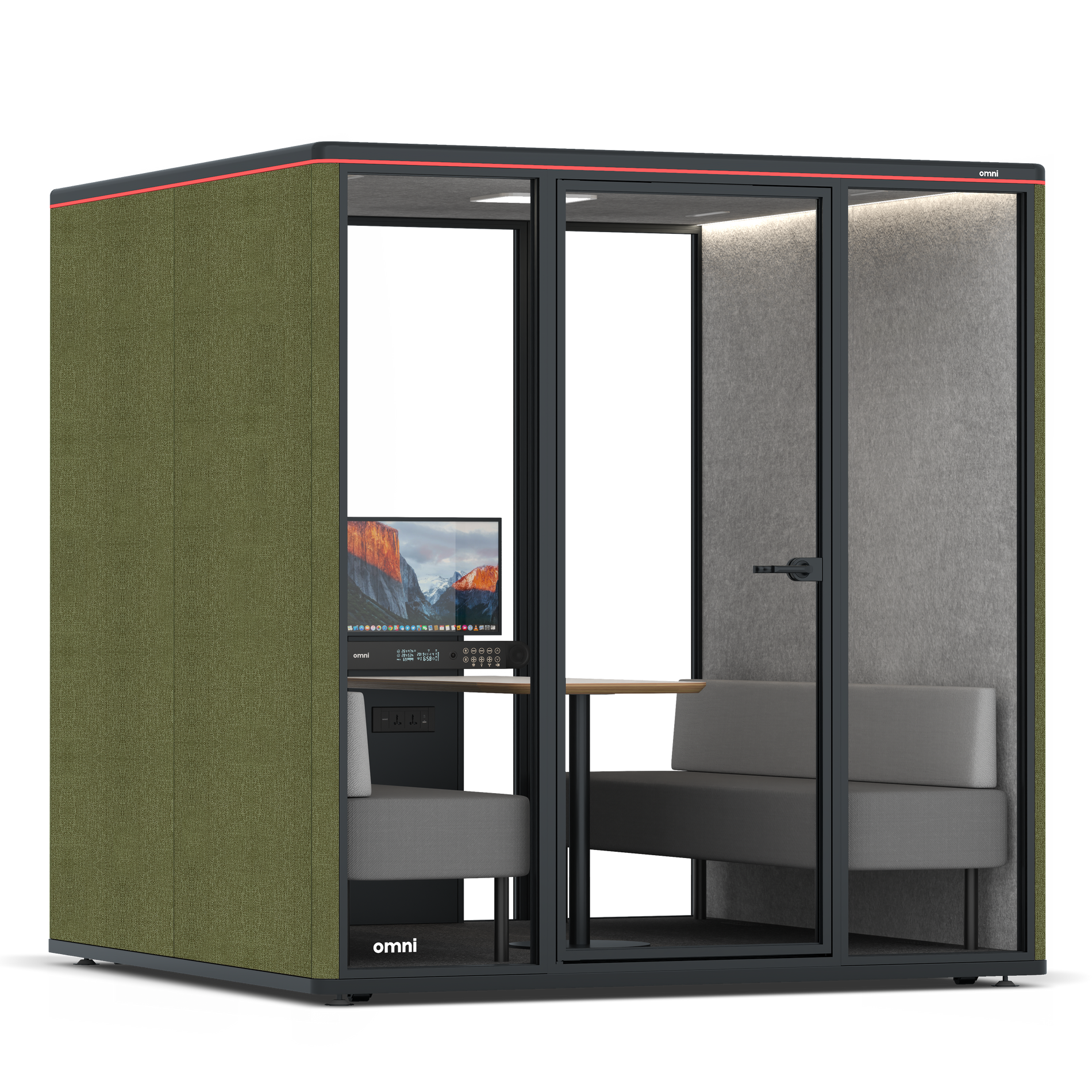 Omni SixSofa (+ Monitor Stand) / Gabriel Medley Meadow Green / #a49f98
