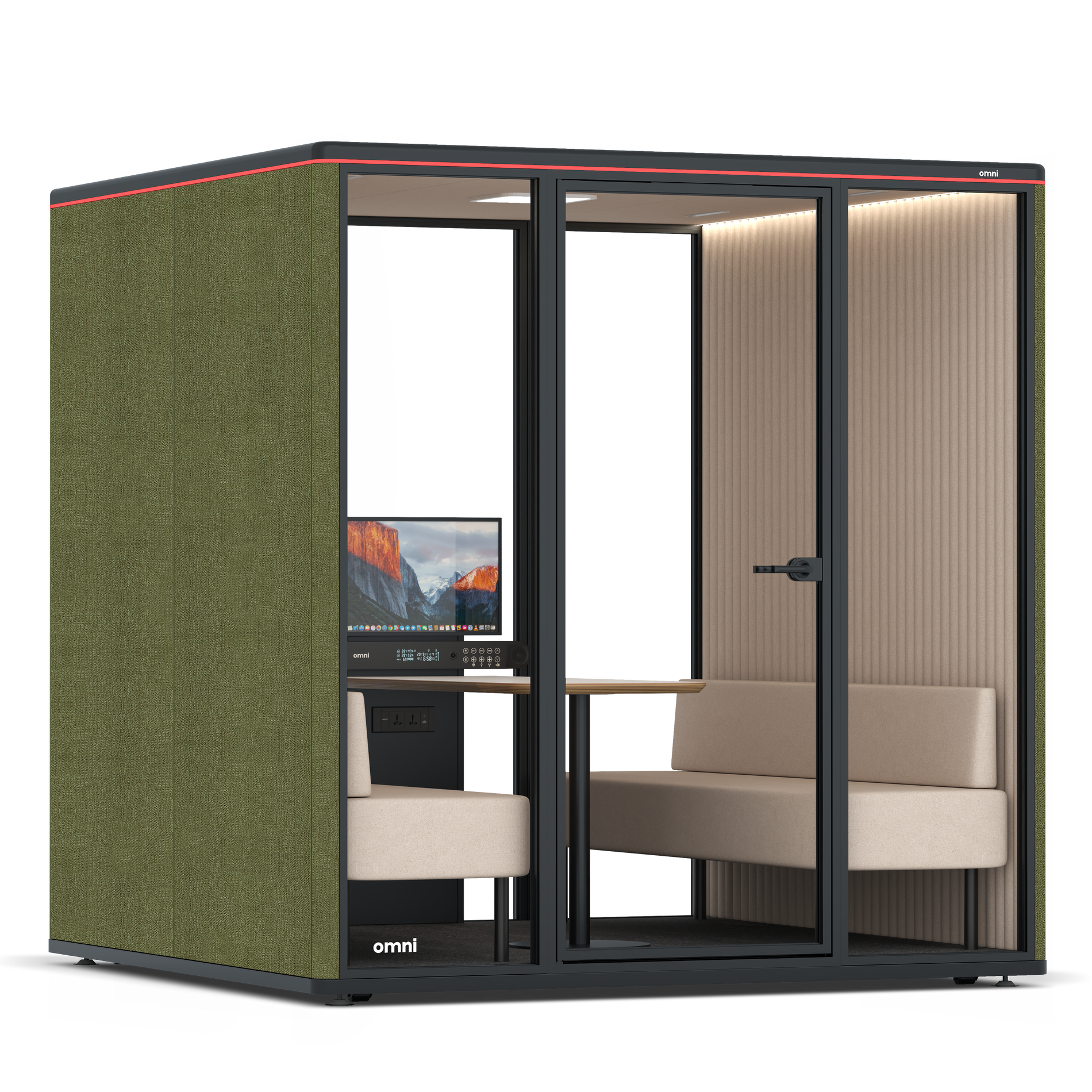 Omni SixSofa (+ Monitor Stand) / Gabriel Medley Meadow Green / #a18e7e