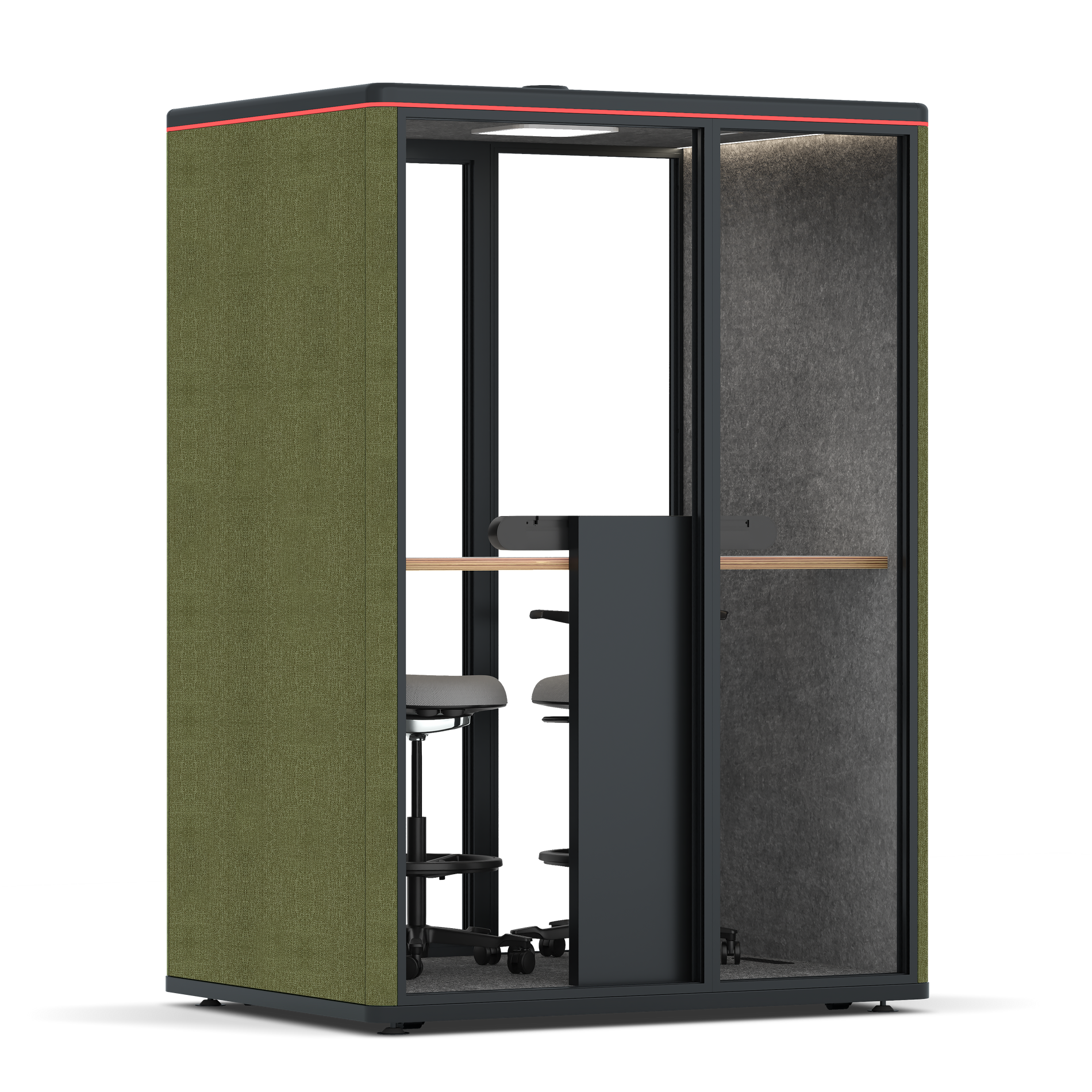 Omni TwoWorkstation + 2 stools / Gabriel Medley Meadow Green / #615f5d