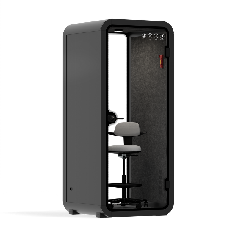 Quell Cabina de Oficina SoloAntracita / Gris oscuro / Con muebles | Estante mejorado para dispositivos
