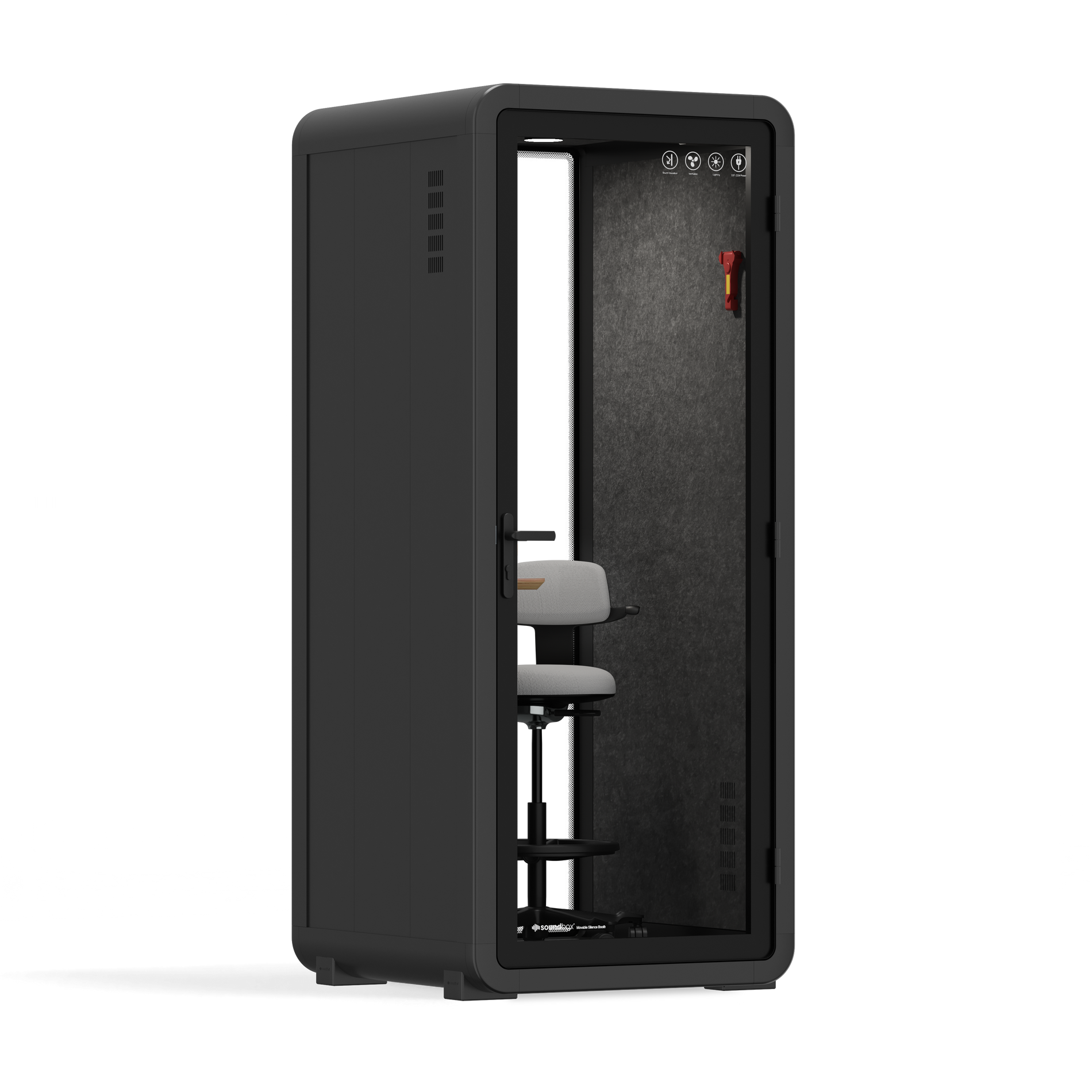 Office Pod Quell+ AcousticCharcoal / With Furniture / Dark Grey