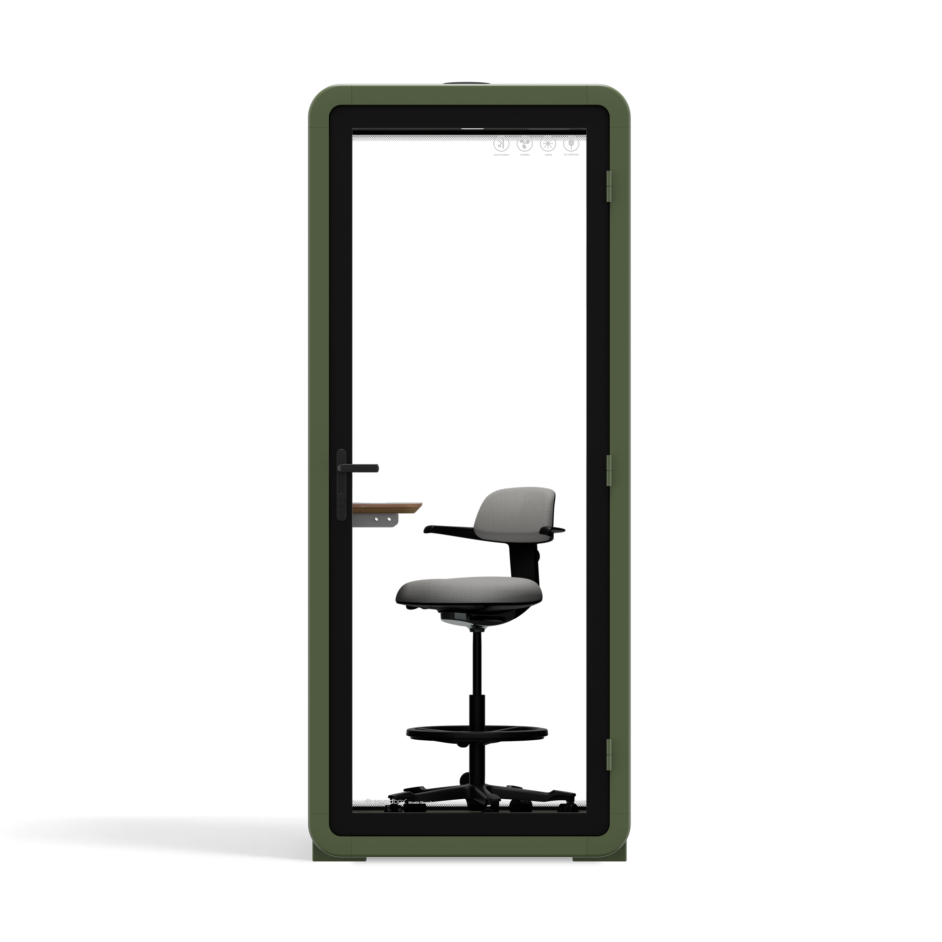 Office Pod Quell+ AcousticGreen / With Furniture / Dark Grey