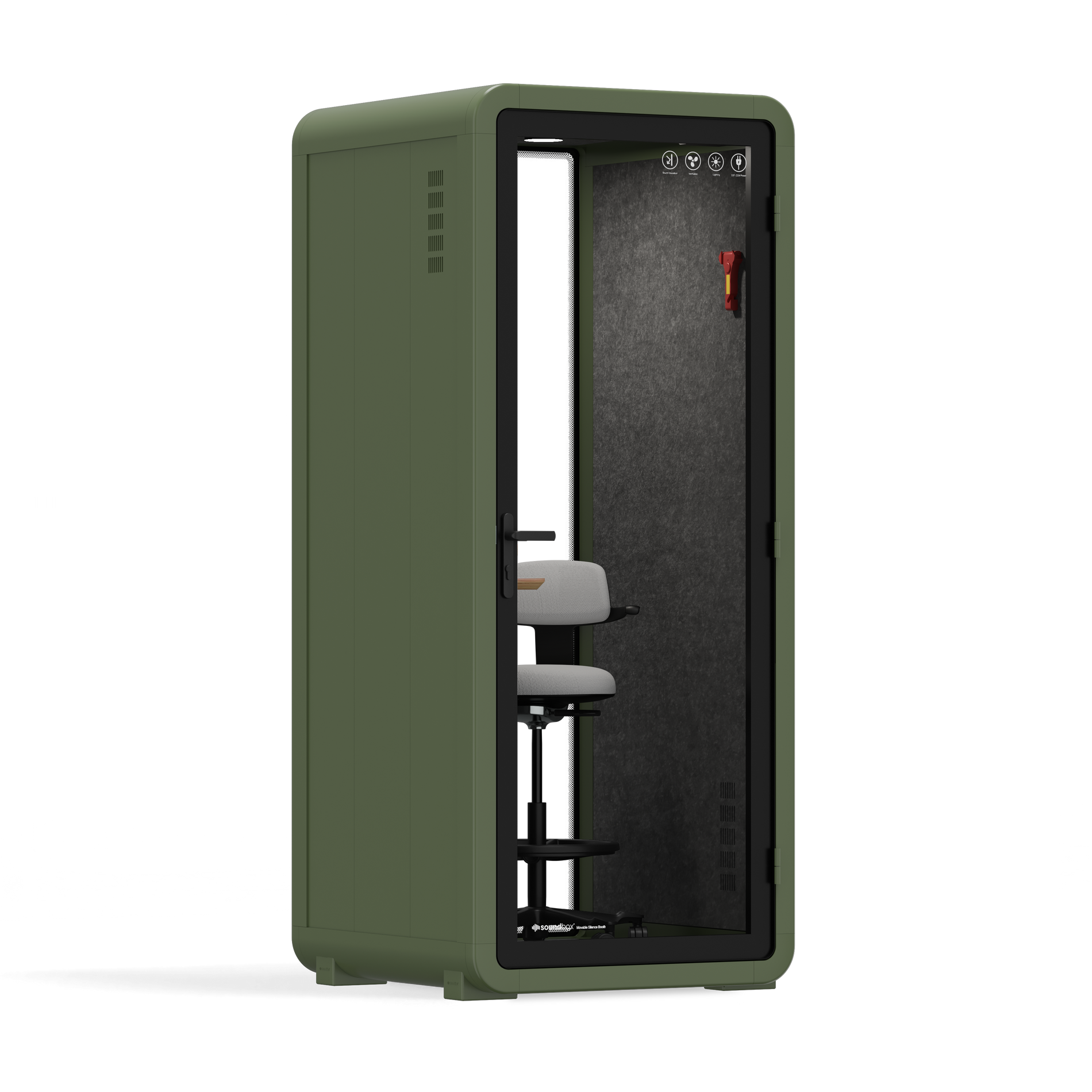 Office Pod Quell+ AcousticGreen / With Furniture / Dark Grey