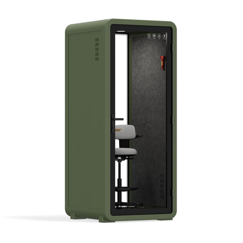 Office Pod Quell+ AcousticGroen / Met meubilair / Donkergrijs