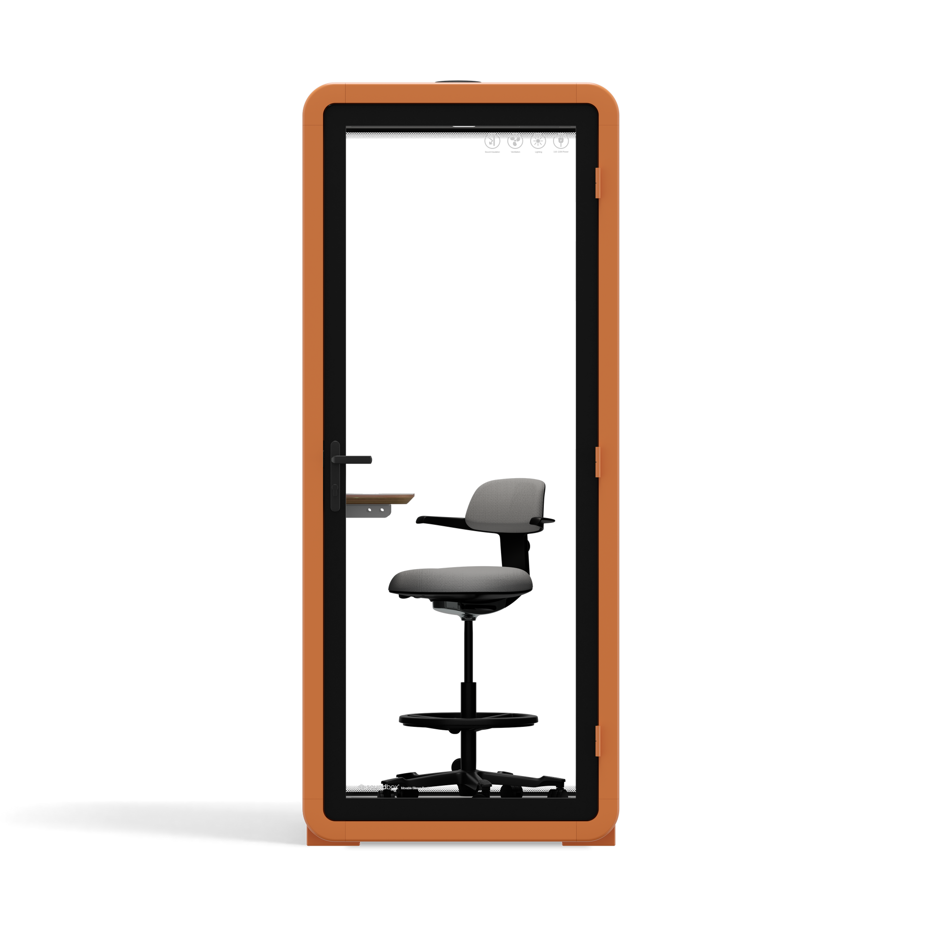 Office Pod Quell+ AcousticOrange / With Furniture / Dark Grey