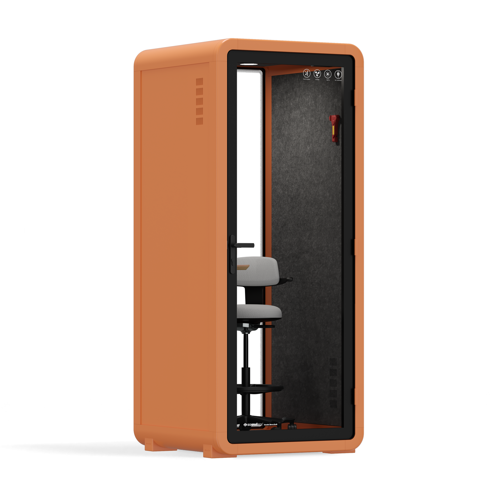 Office Pod Quell+ AcousticOrange / With Furniture / Dark Grey