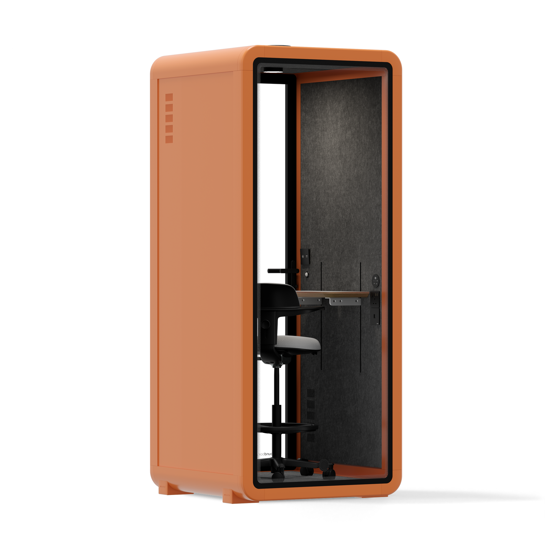 Office Pod Quell+ AcousticOrange / With Furniture / Dark Grey