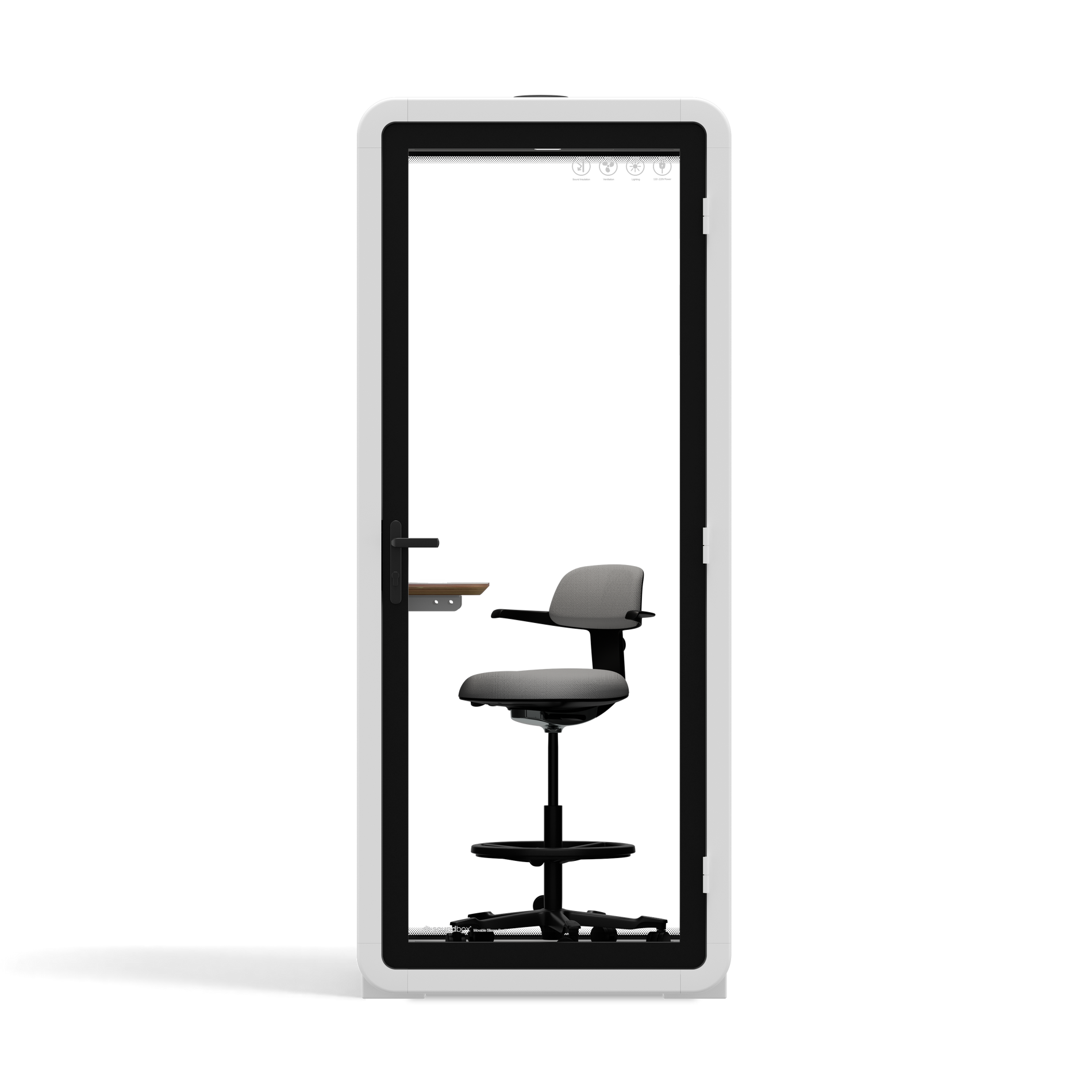 Office Pod Quell+ AcousticWhite / With Furniture / Dark Grey